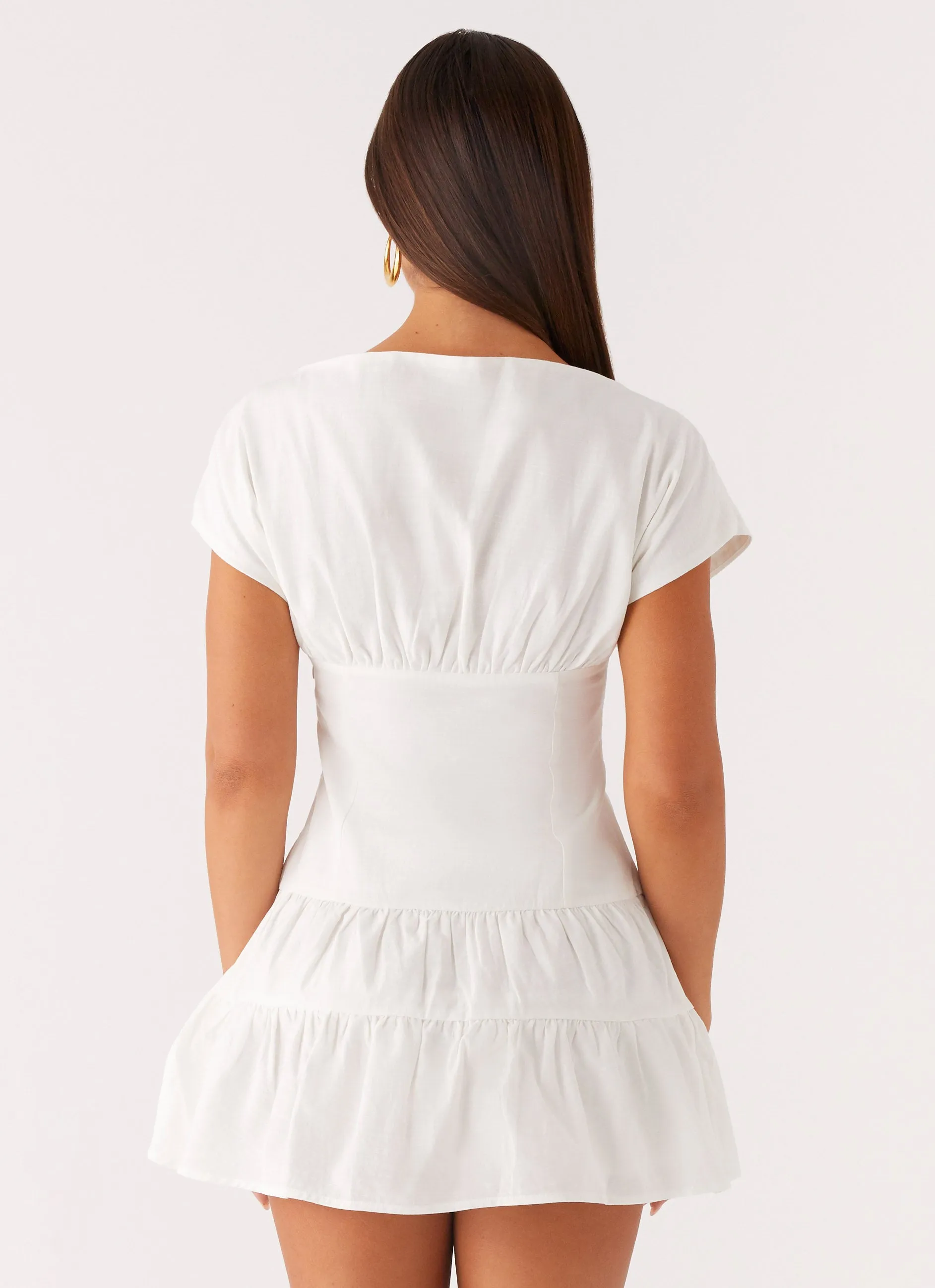 Earth-Tone Trendy Comfort Ember Haze Boat Neck Mini Dress - Off White