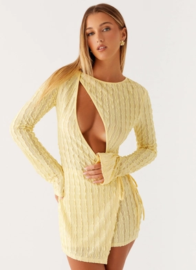 Alfie Mini Dress - Pastel Yellow Calm Grace Ethically-Made