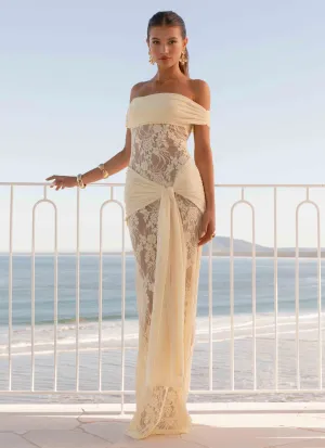 Gracie Twist Maxi Dress - Yellow Brunch Fit Chic Direction