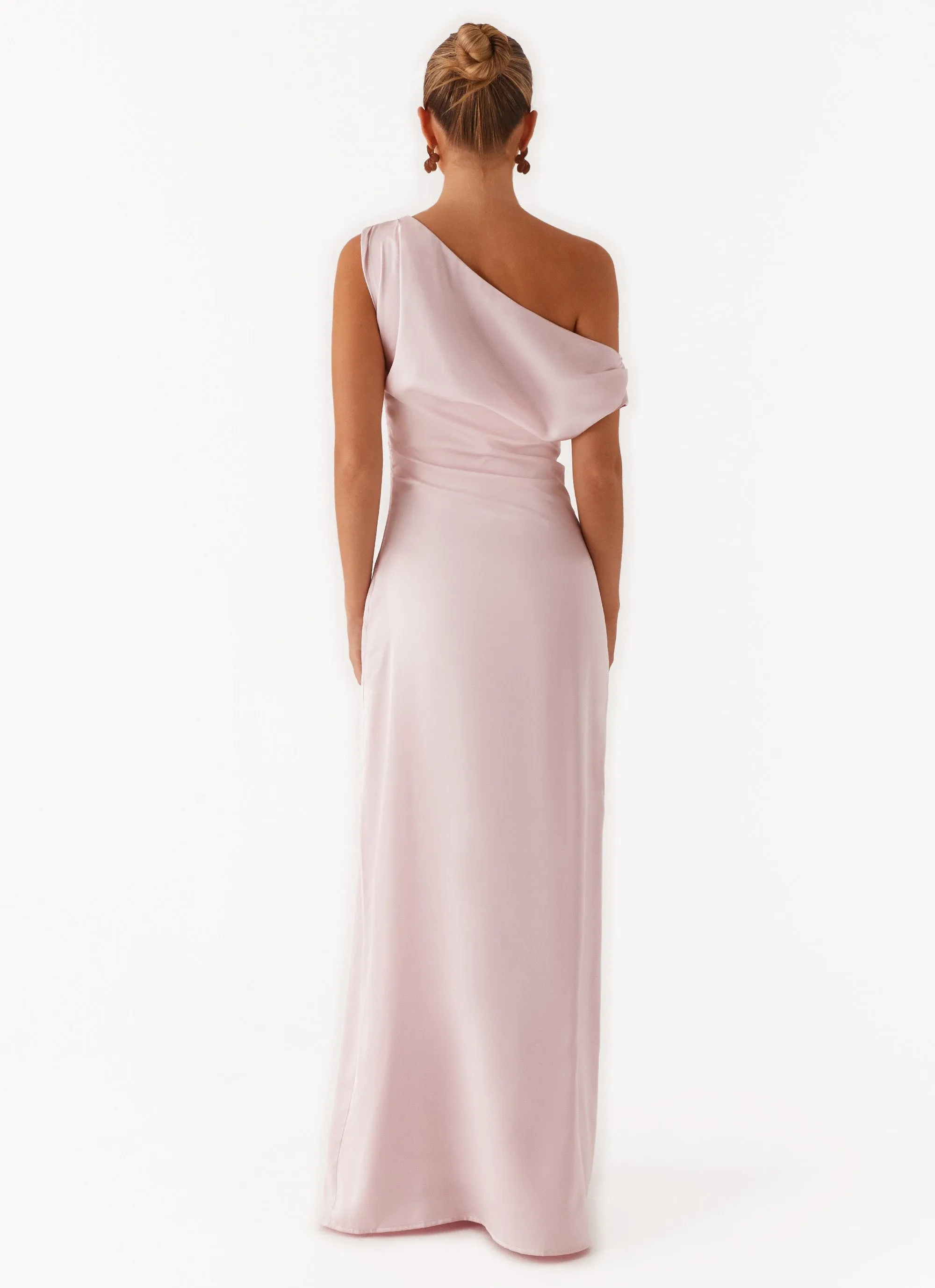 Heart Of Glass Satin Maxi Dress - Pink A Line Cut Smart Silhouette