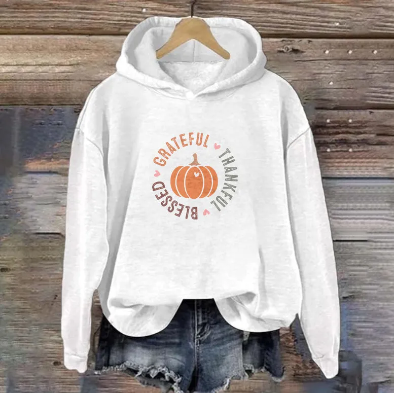 GRATEFUL THANKFUL BLESSED | Women's Thanksgiving Hoodie