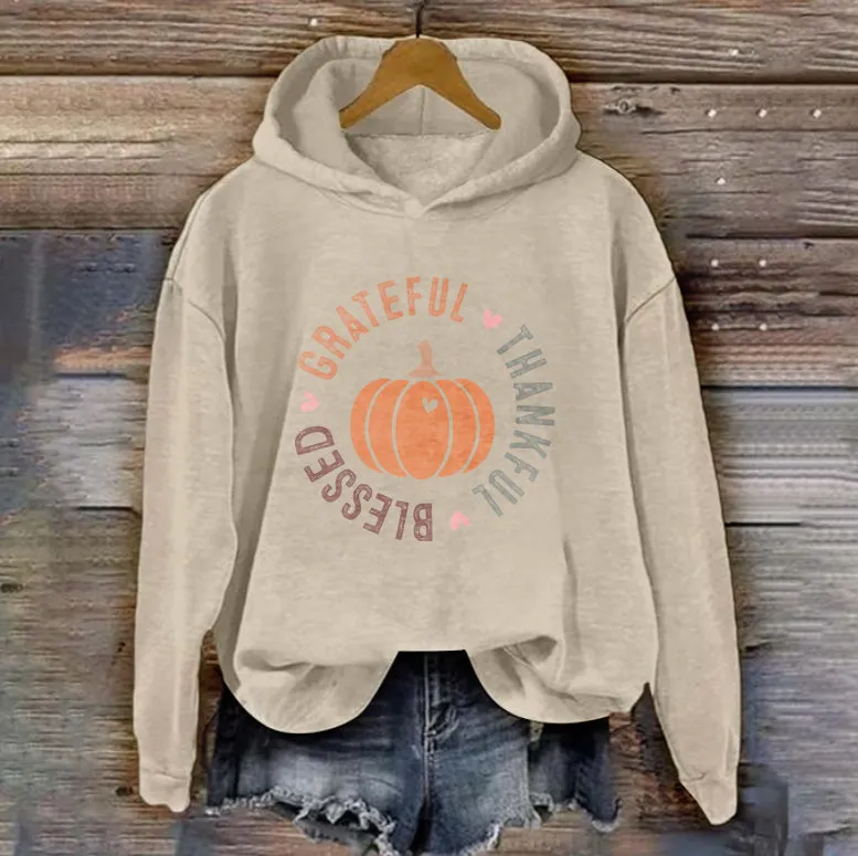 GRATEFUL THANKFUL BLESSED | Women's Thanksgiving Hoodie