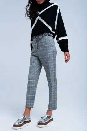 Gray tartan pattern pants