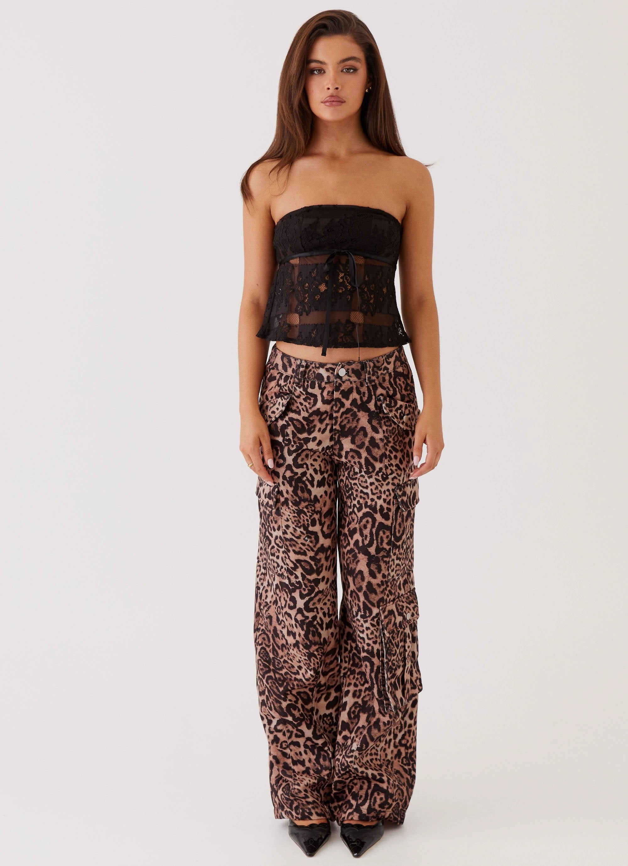 Greedy Cargo Pants - Leopard Slim Waist Ripstop Fabric Technology