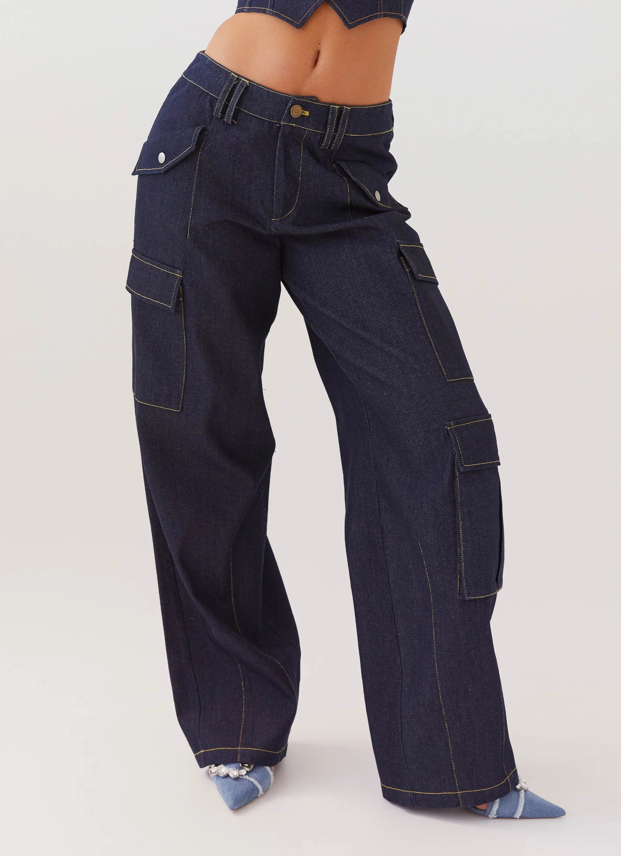 Greedy Denim Cargo Pants - Indigo Daywear