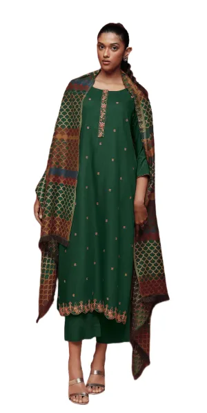 Green Fine Pashmina with Shawl Dress Material S1200A
