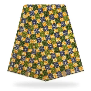 Green Gold Zulu African Tribal Printed Cotton Wrapper Fabric Imported