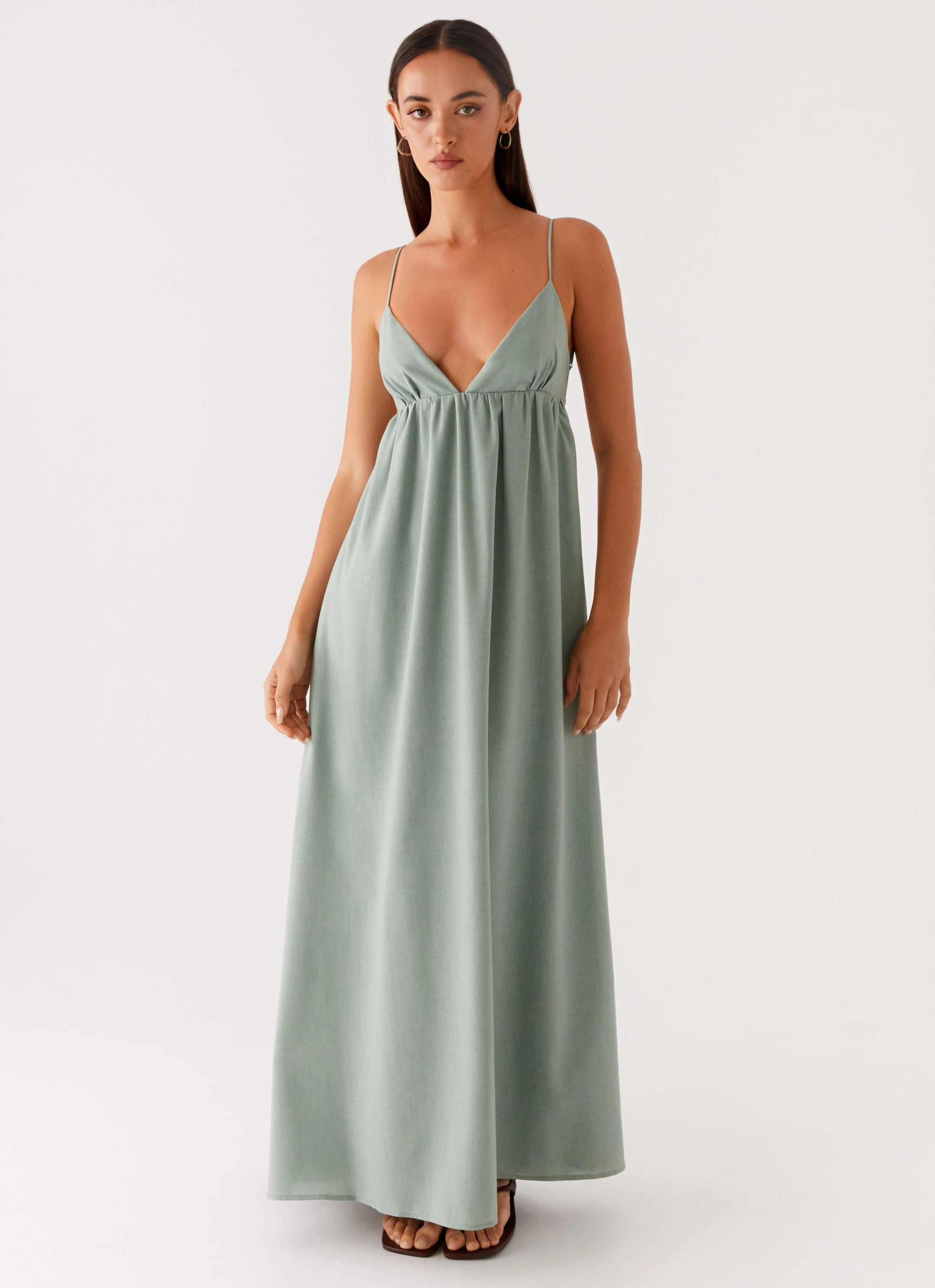 Smooth Shape Lace-Trim Greer Maxi Dress - Sage