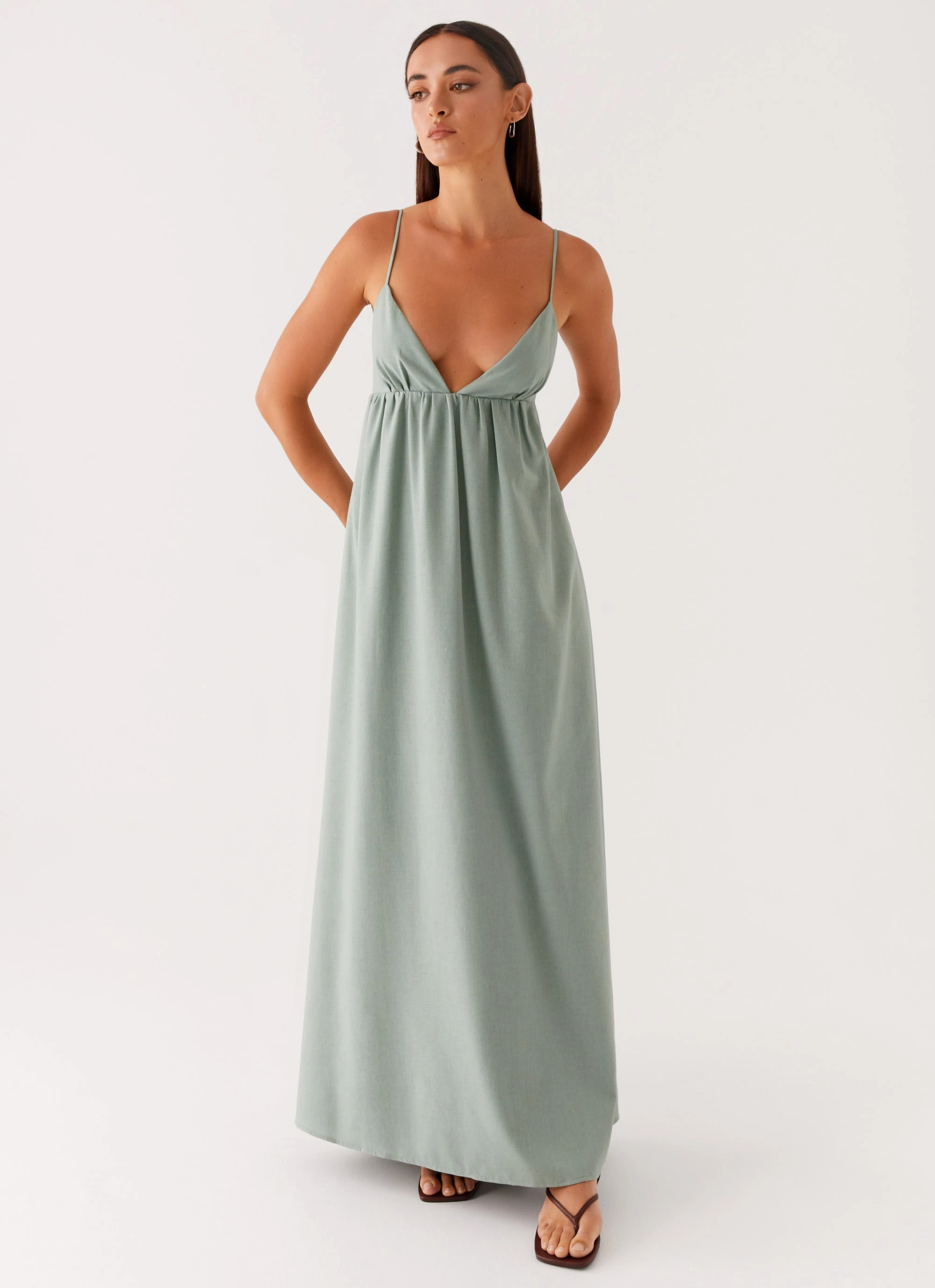 Scoop-Neck ConvertibleNeckline Greer Maxi Dress - Sage