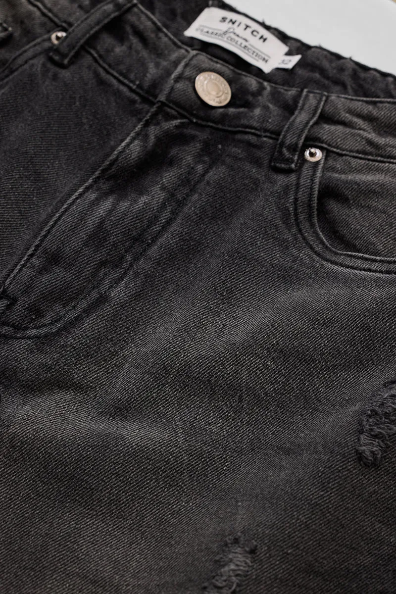 Grey Distressed Loose Fit Jeans