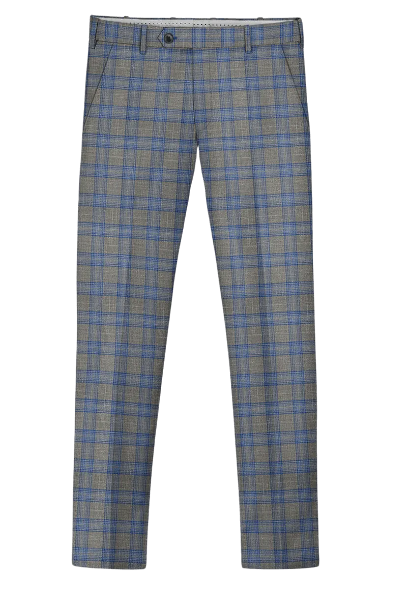 Grey Plaid 2-Button Wool Suit