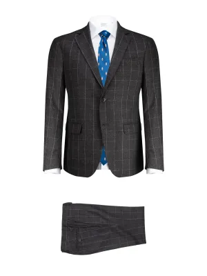 Grey Windowpane Flannel Wool by Cerruti
