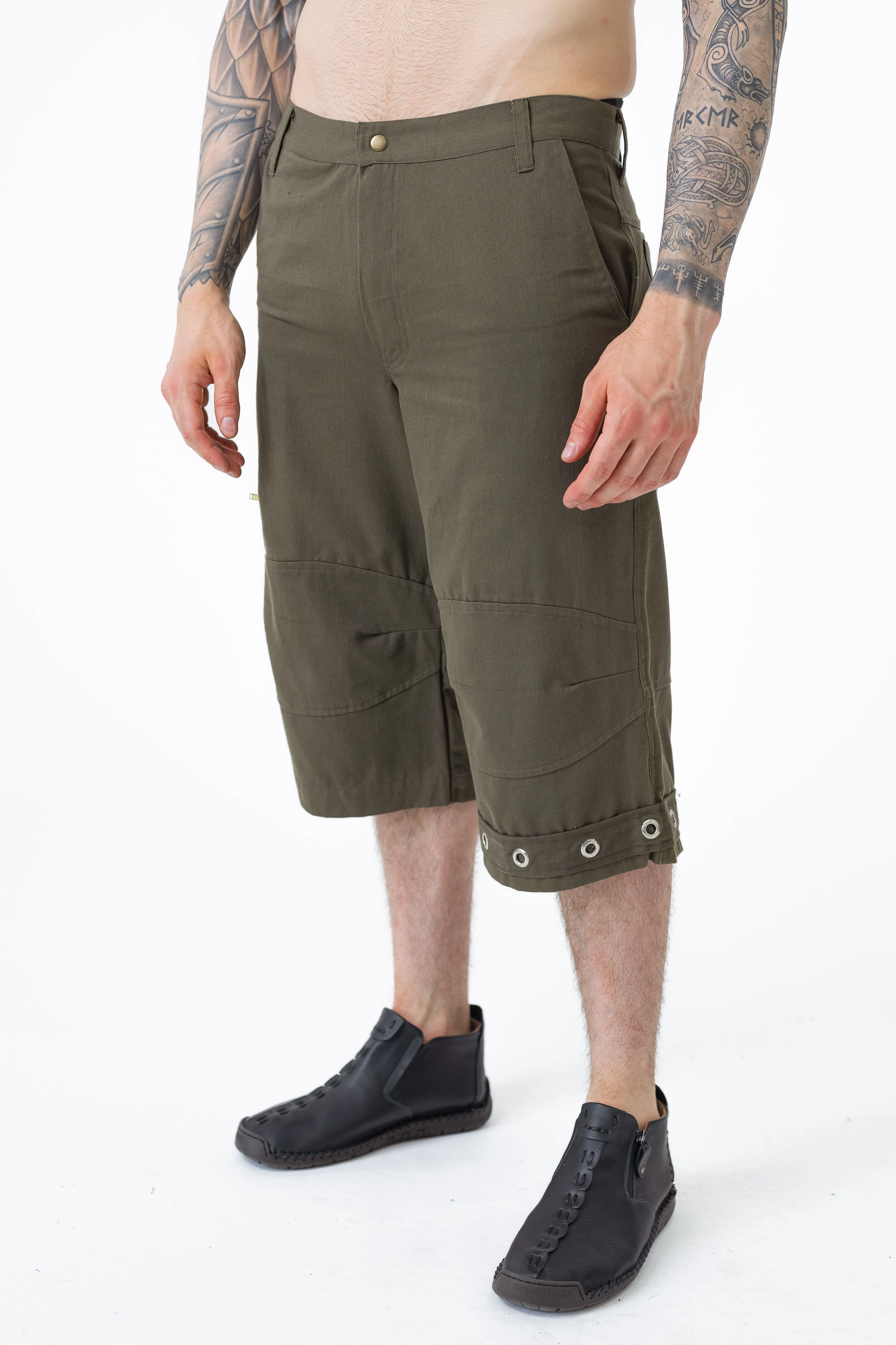 Linen blend Grommet Shorts