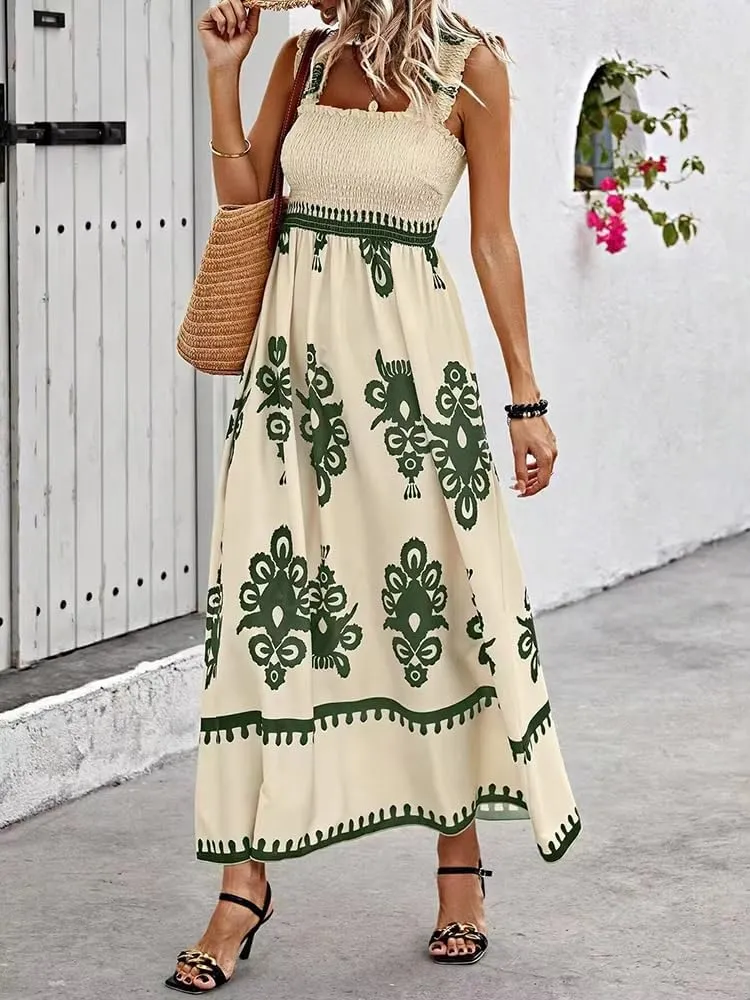GUOYUXIAO Women's Spaghetti Strap Dress Beach Long Skirt