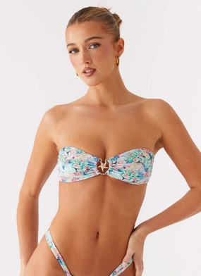 Resort Wear Lory Strapless Bikini Top - Santorini Floral