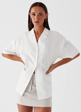 SlimFit Hadley Open Back Short Sleeve Shirt - White