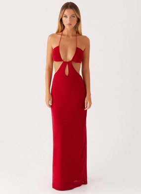 Hallie Maxi Dress - Red Snap-Closure EcoFriendlyDye