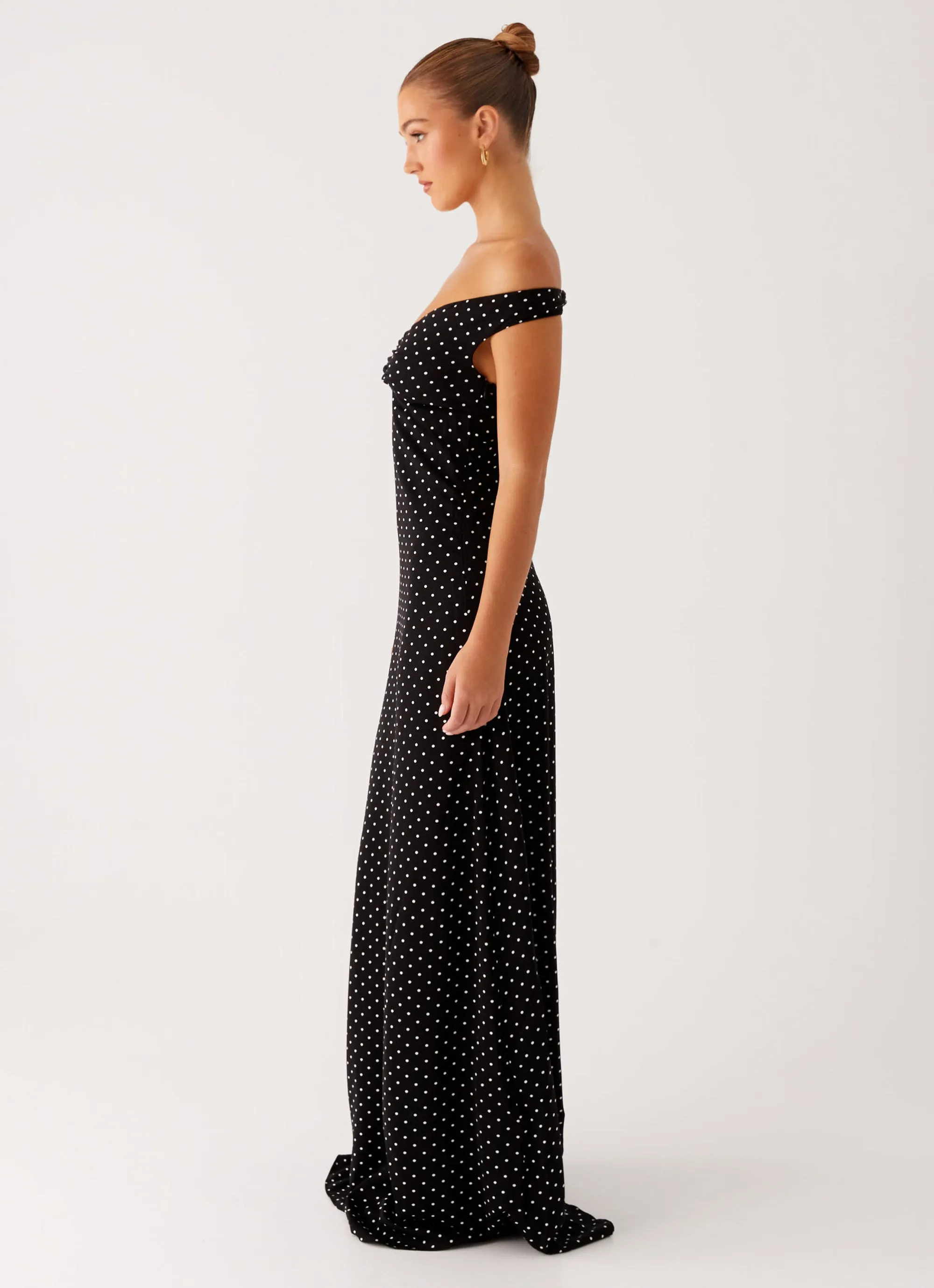 Work or Casual Melany Maxi Dress - Black Polka Dot