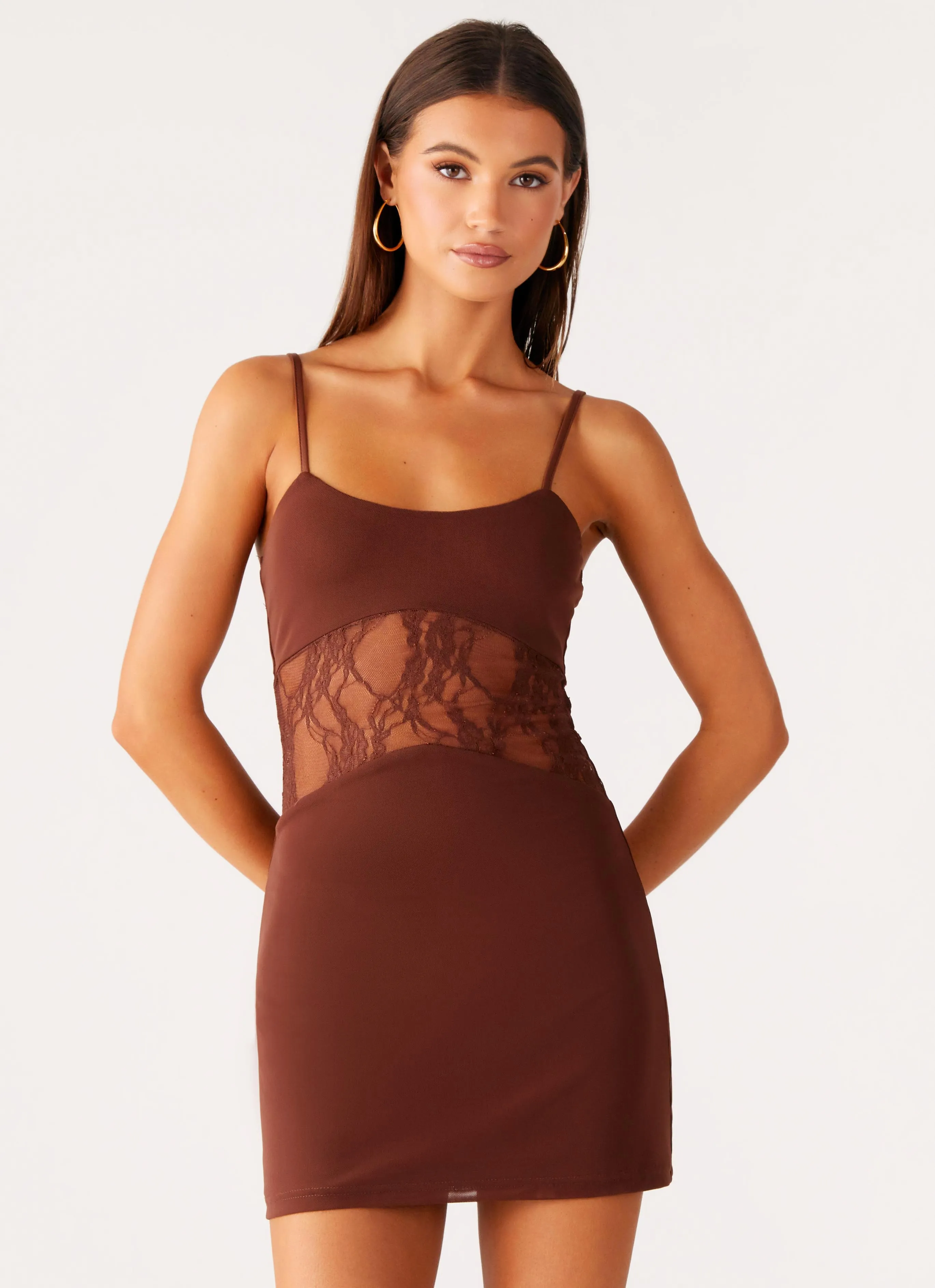 Jordanna Lace Mini Dress - Chocolate Easy Elegance