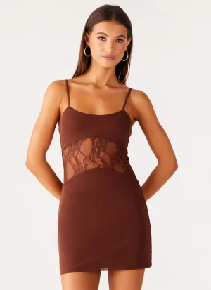 Jordanna Lace Mini Dress - Chocolate Easy Elegance