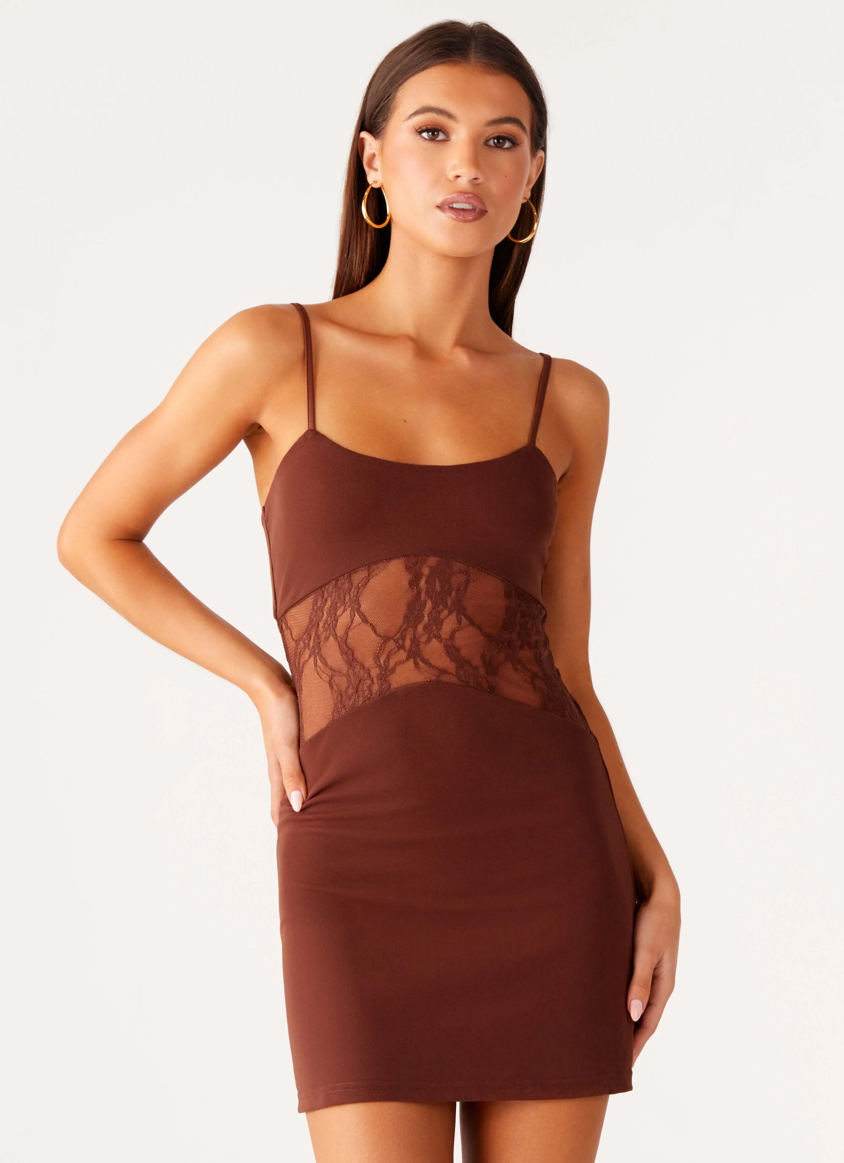 Jordanna Lace Mini Dress - Chocolate All-Purpose Comfort All-Day Fit