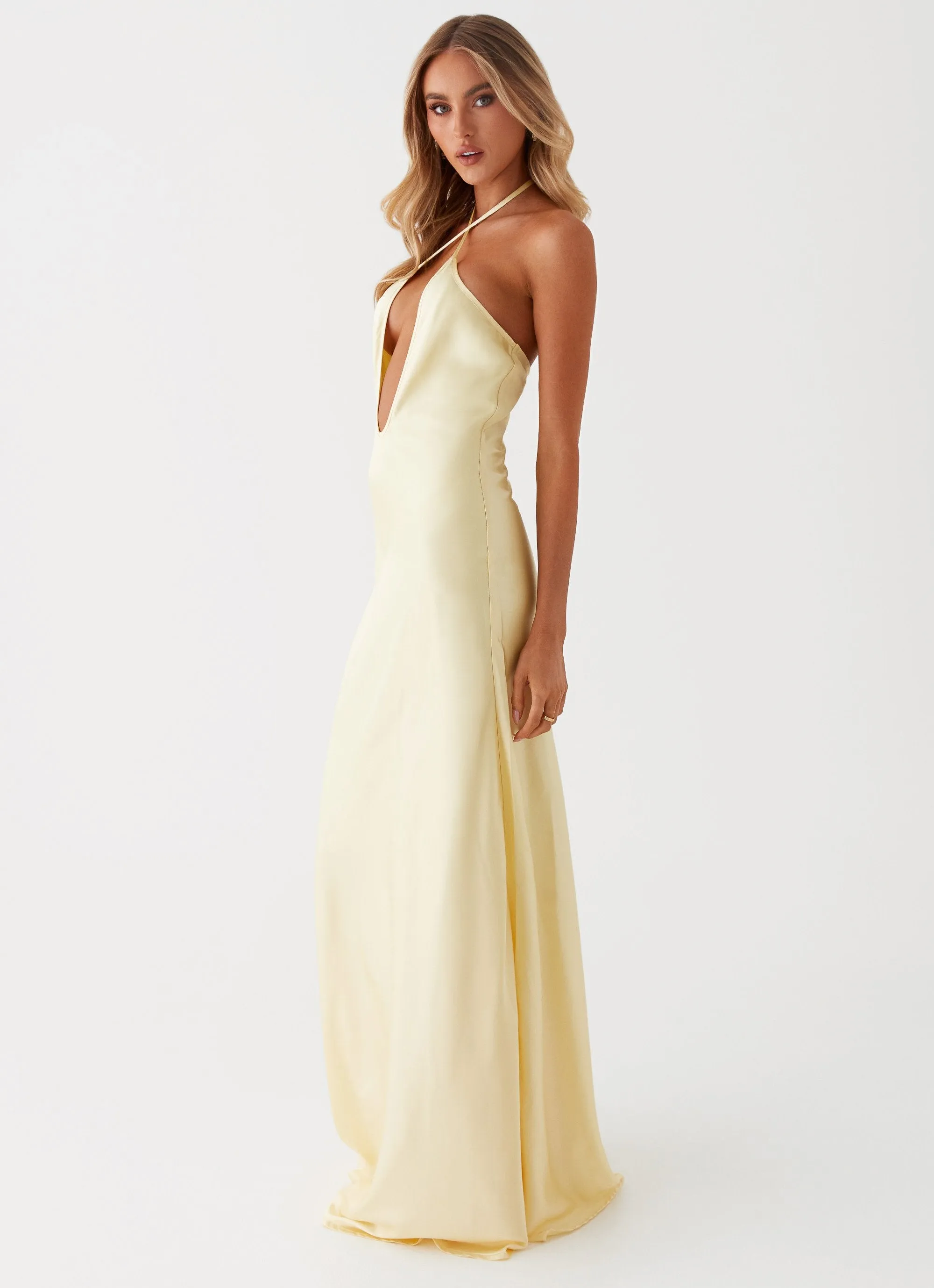 Quiet Luxury Tiered Skirt Noir Symphony Maxi Dress - Yellow