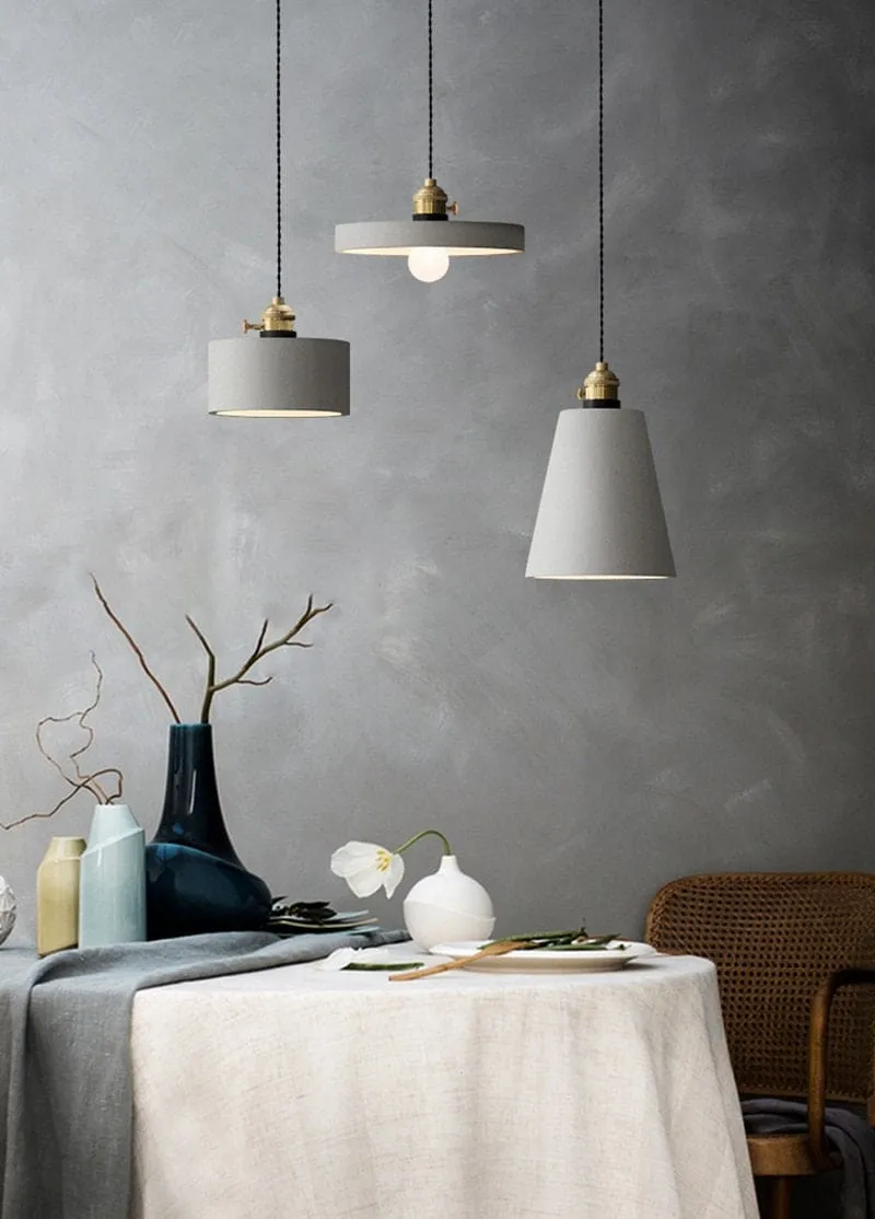 Handmade Artisanal Cement Pendant LED Light in Nordic Style - Bulb Included
