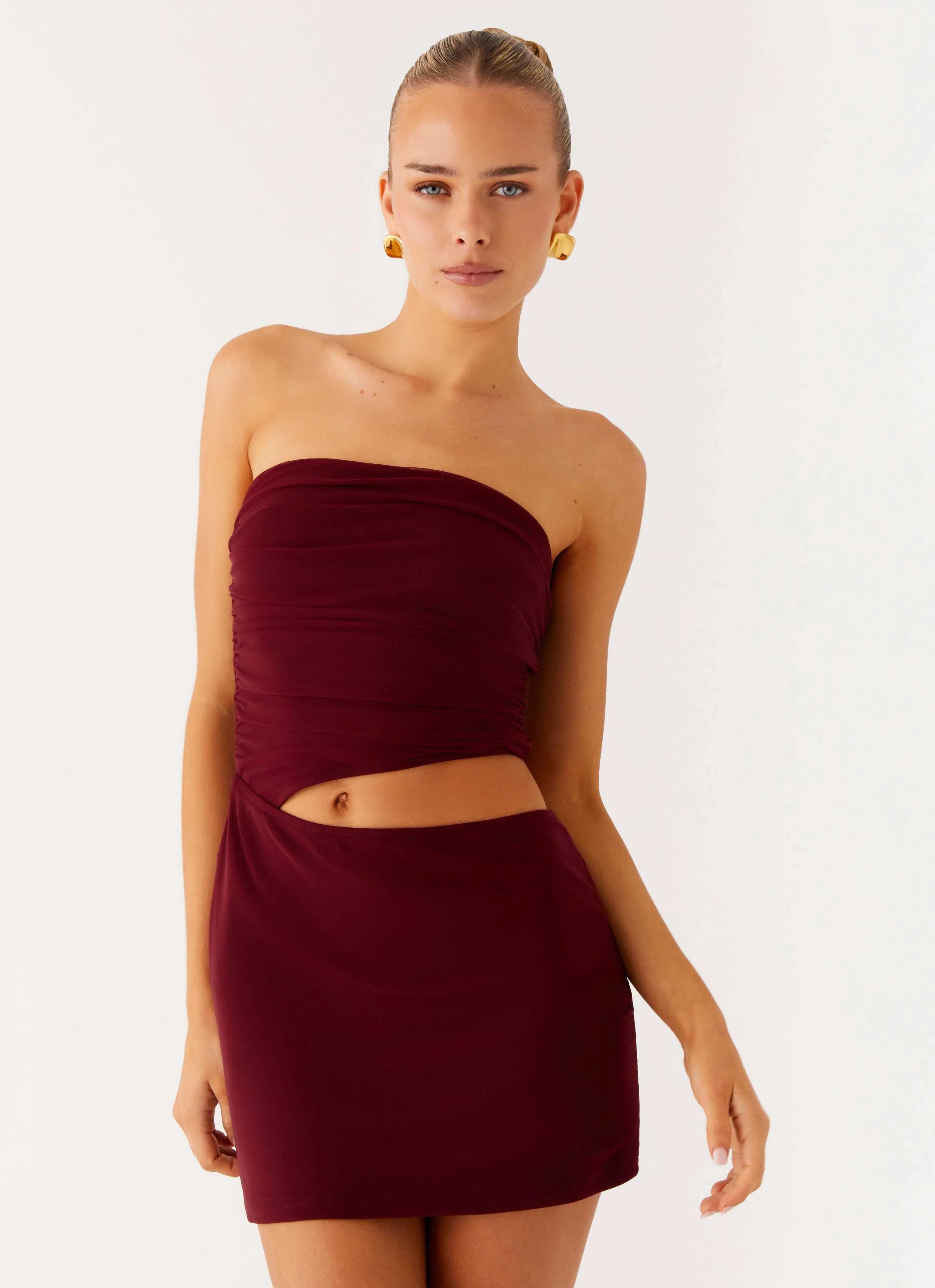 Quiet Mood Last Heartbreak Mini Dress - Burgundy