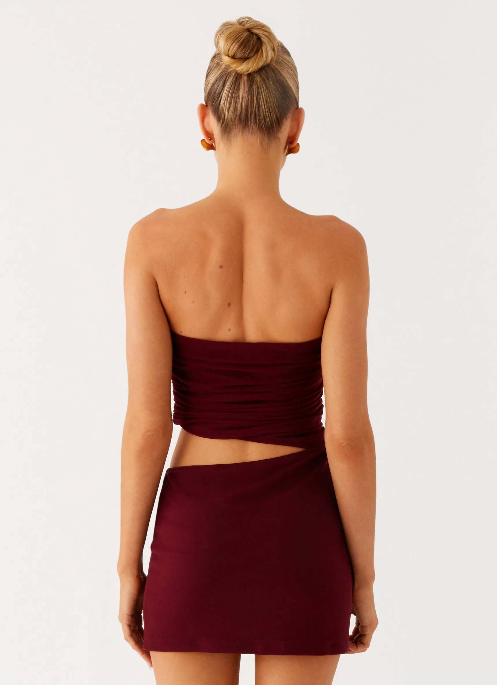 Last Heartbreak Mini Dress - Burgundy Subtle Lines Bride Friend