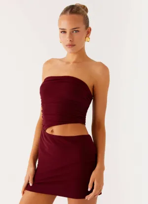 Autumn Look Silky-Feel Last Heartbreak Mini Dress - Burgundy