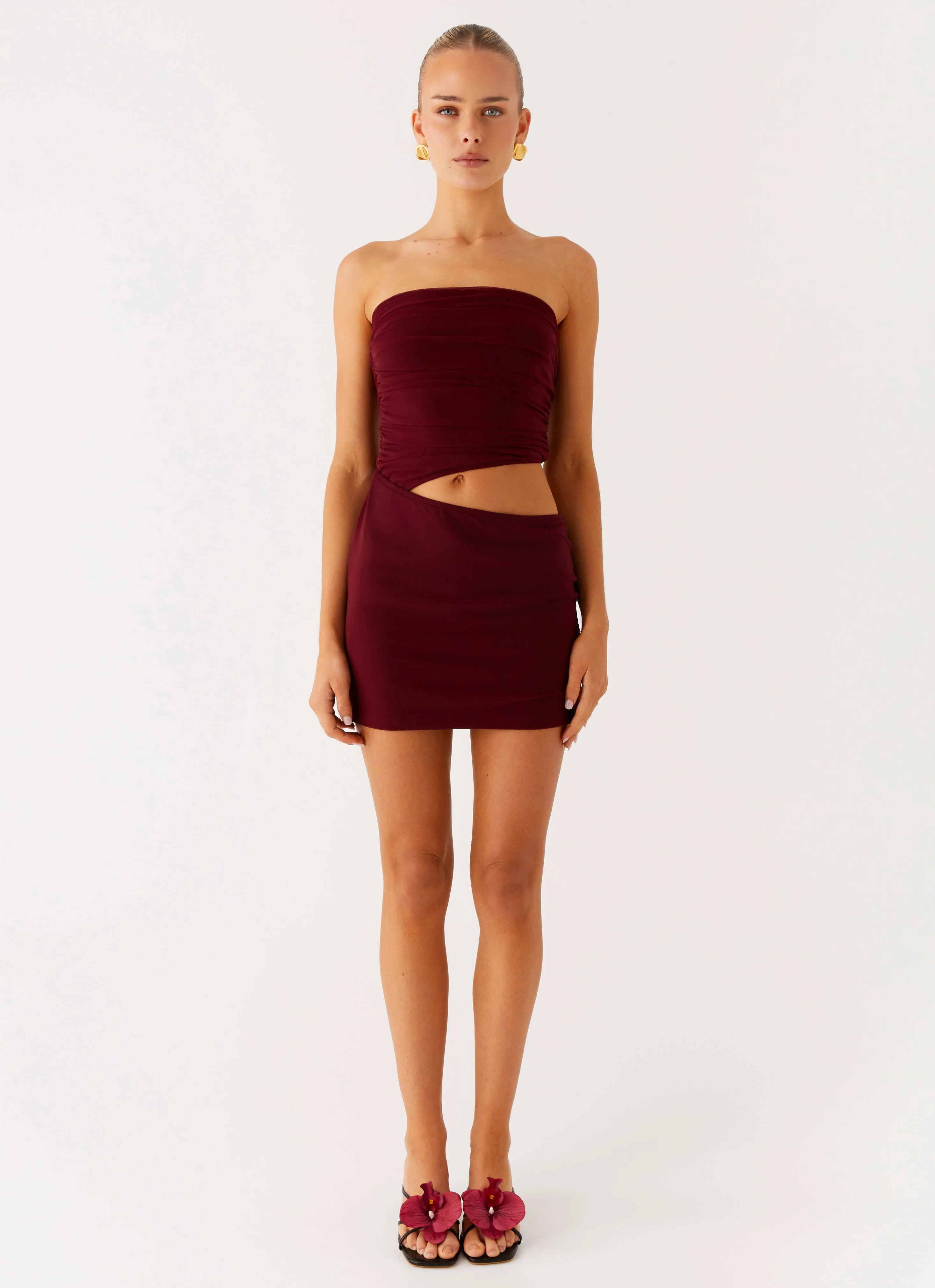 Soft Volume Last Heartbreak Mini Dress - Burgundy