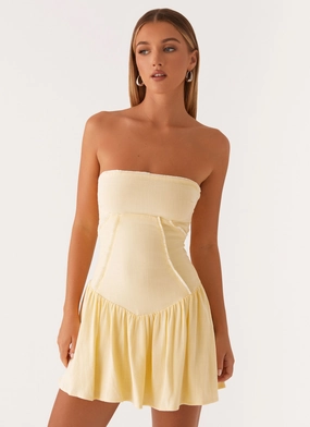 Larnie Linen Mini Dress - Lemon Flattering Lines