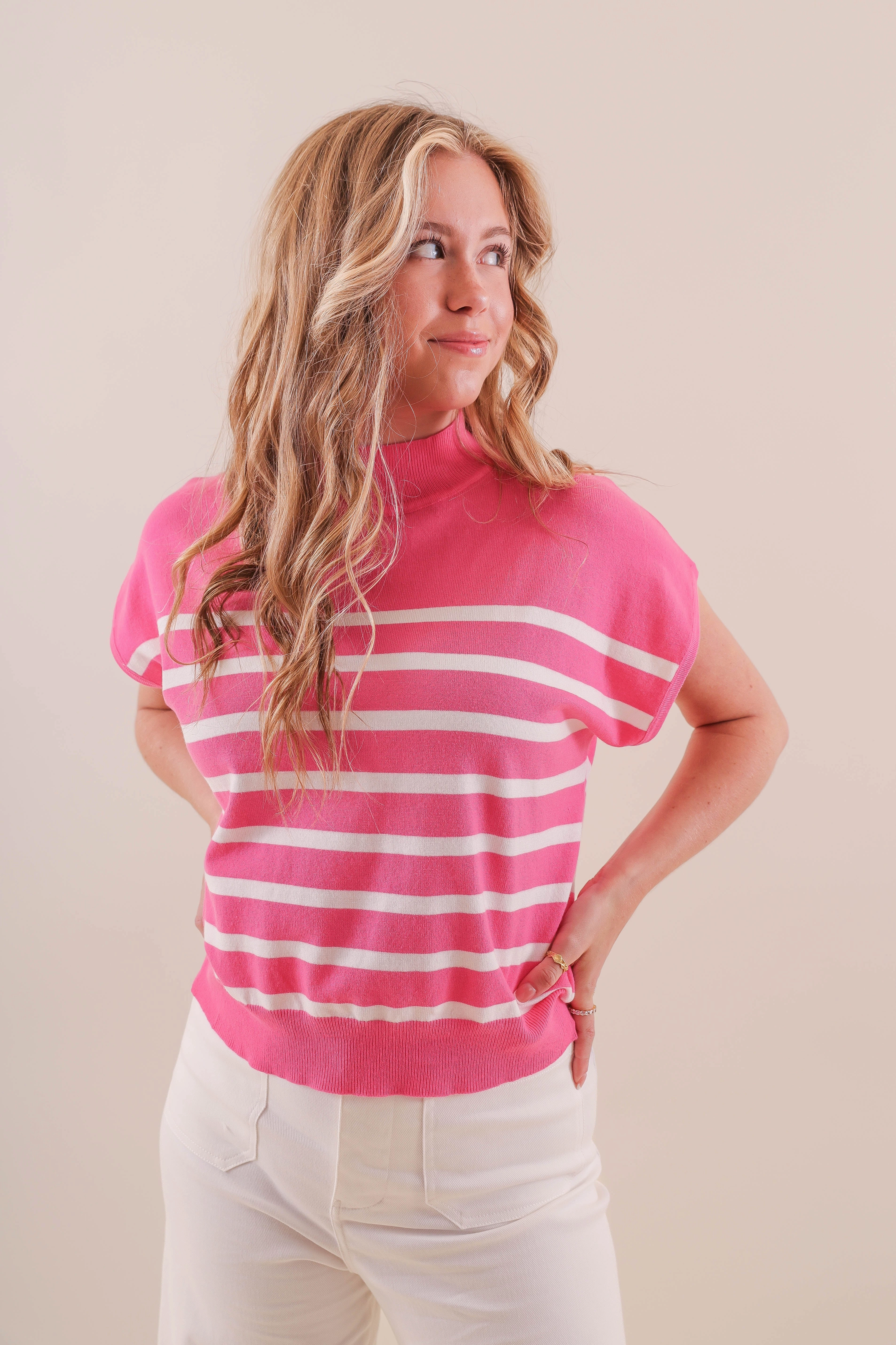 Flexible Knit Fabric Happy To See You Blouse