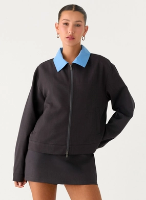 Compact Travel Friendly City Commuter Harlee Poplin Suiting Jacket - Charcoal
