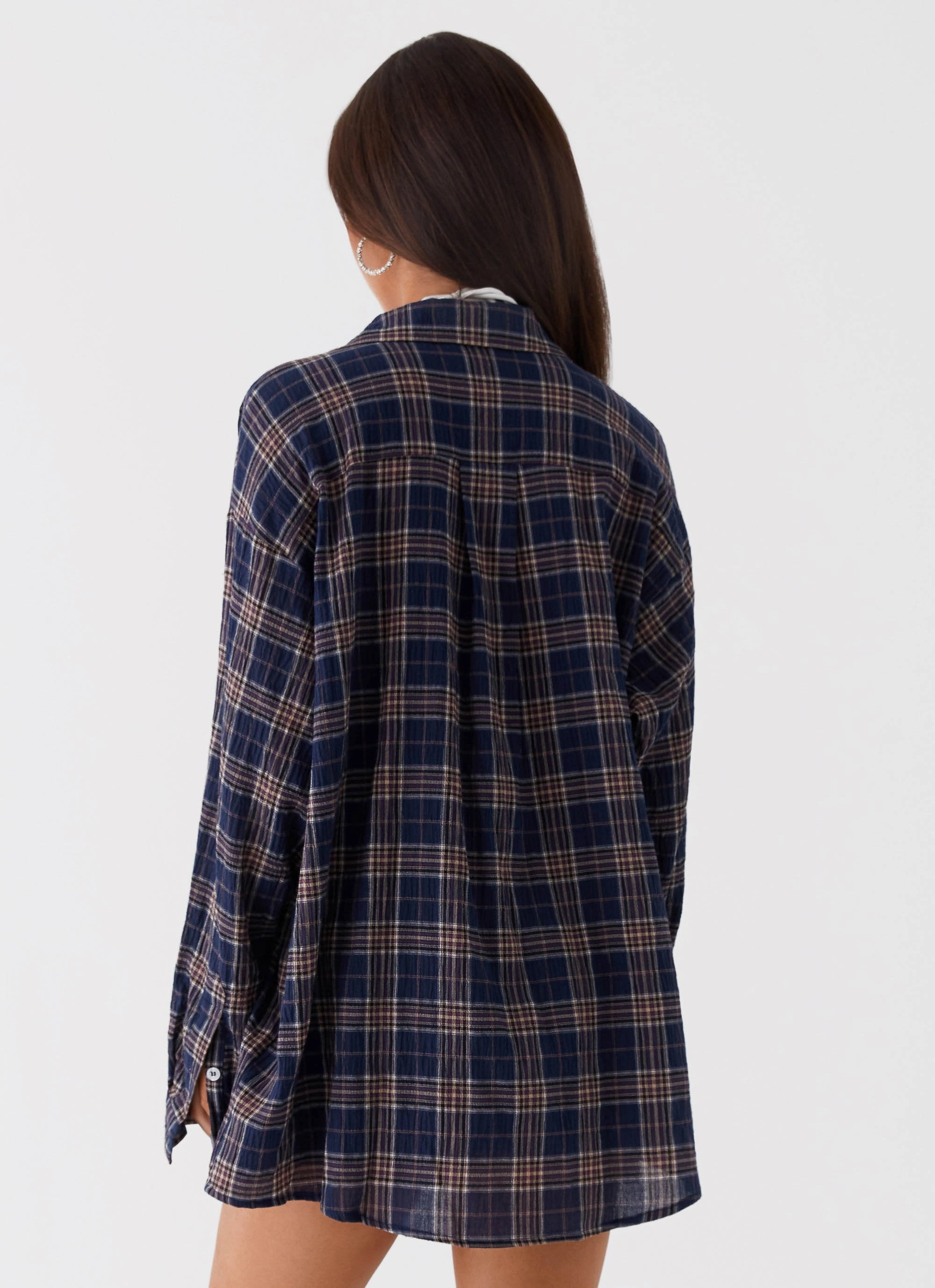 Eco Friendly Construction Lightweight Fabric Harley Oversized Shirt - Navy Check