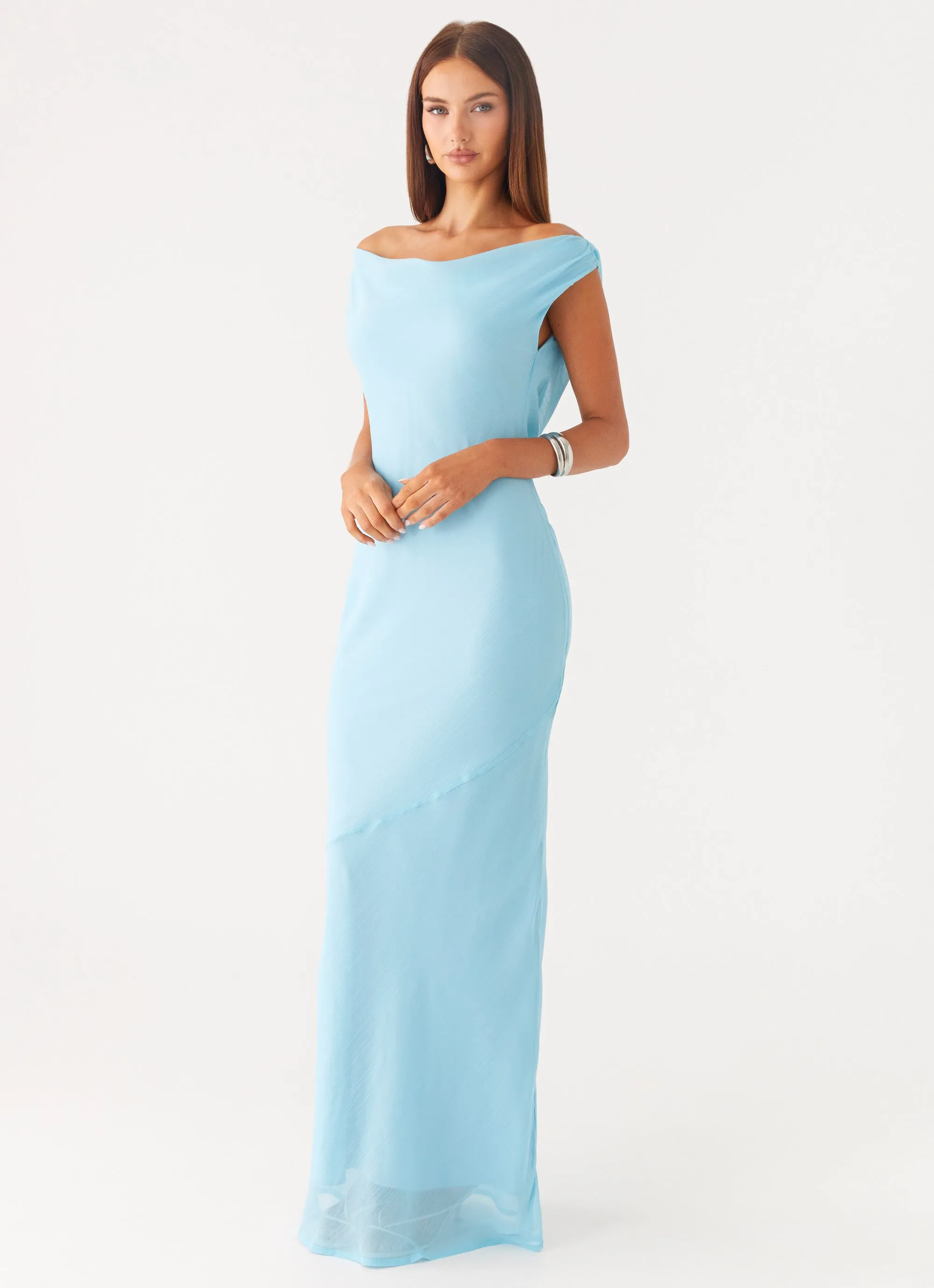 Comfy Wear Flattering Look Wear Brittany Chiffon Maxi Dress - Turquoise