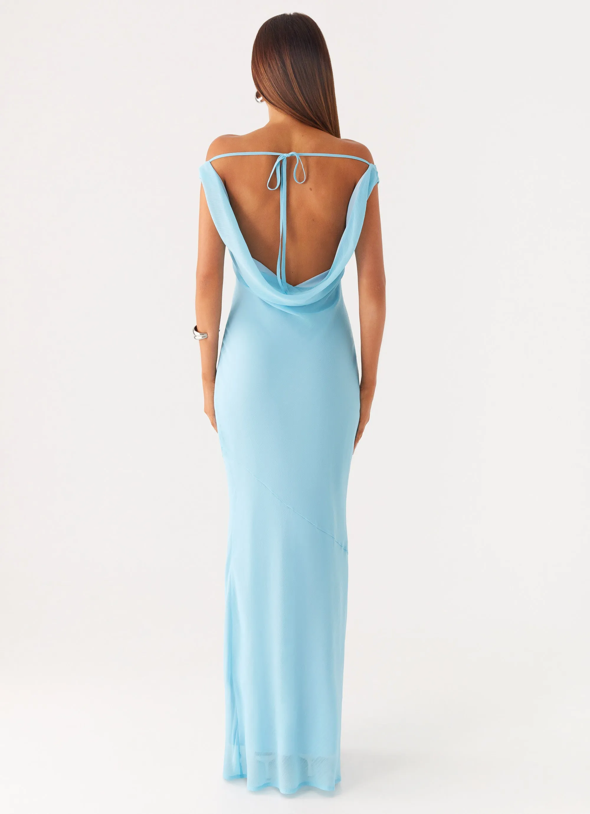 Brittany Chiffon Maxi Dress - Turquoise Art-Gallery Matte Fabric