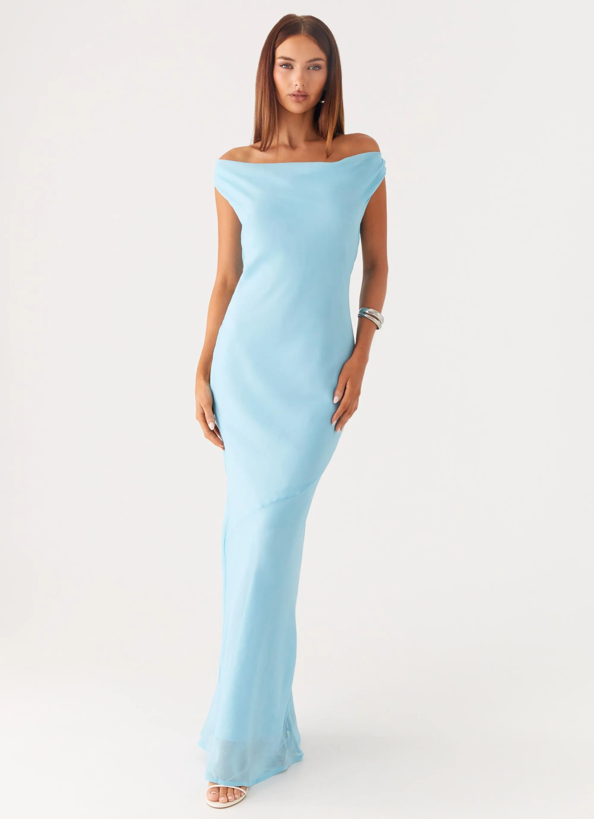 Brittany Chiffon Maxi Dress - Turquoise Walkable Flow Minimalist feel