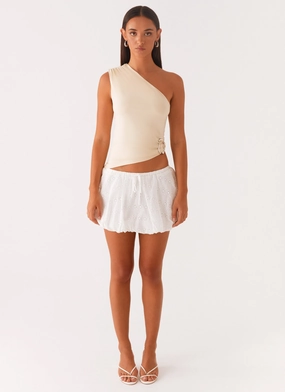 Hathaway One Shoulder Top - Lemon AthleisureCompatible