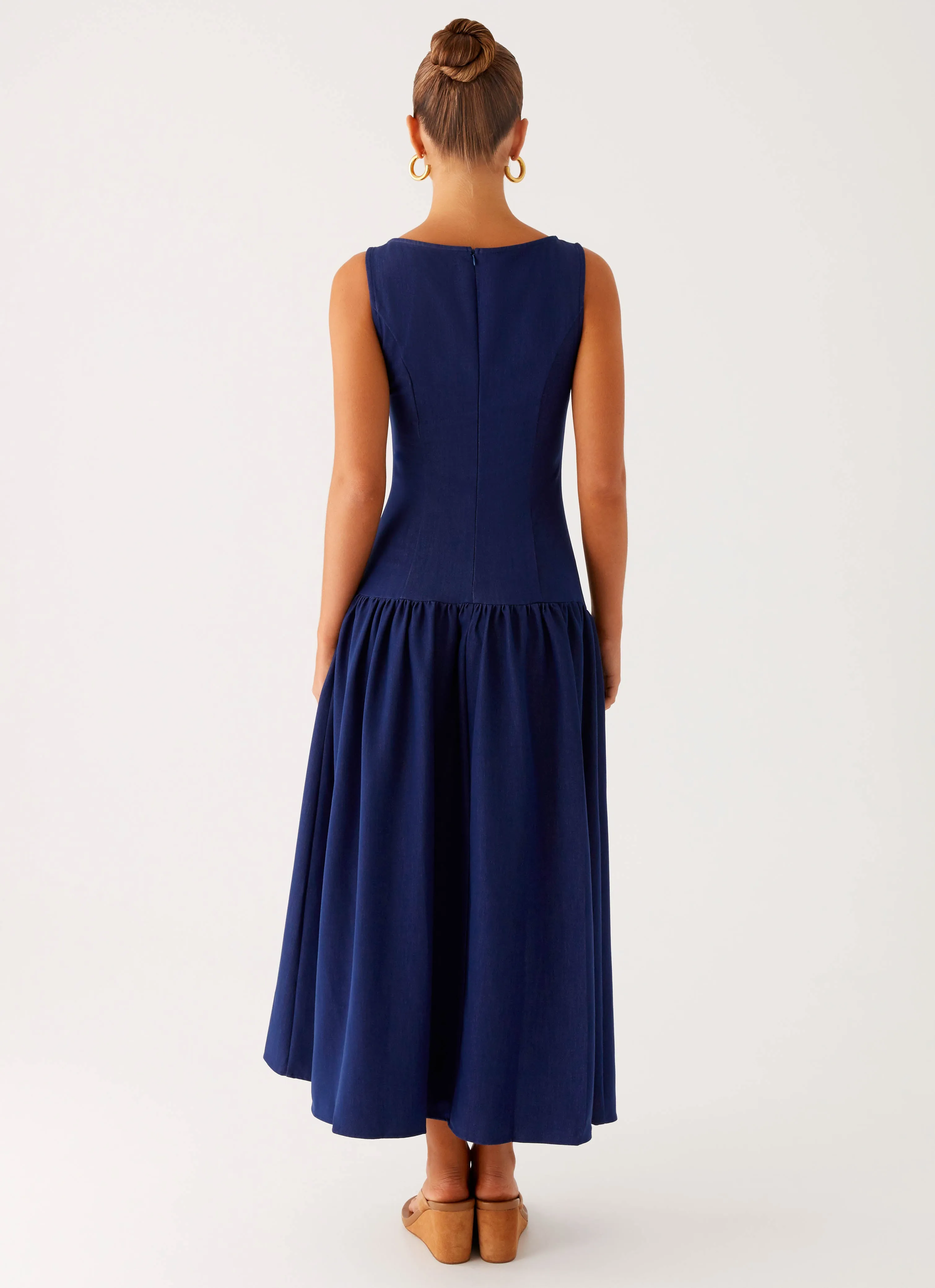 Curvy Glam Flexible Fit Hayes Denim Midi Dress - Indigo