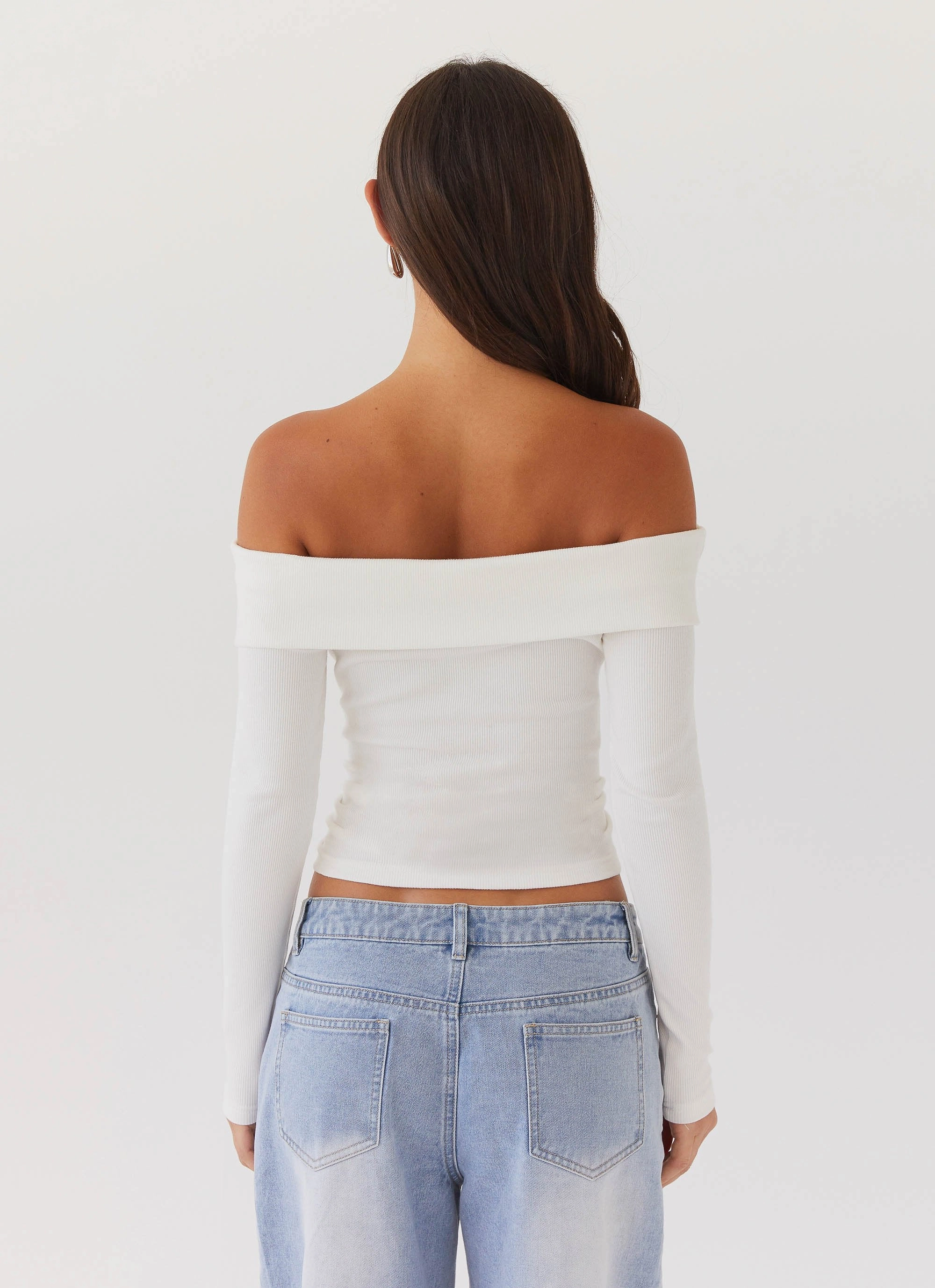 Hayley Long Sleeve Ribbed Top - White AbrasionResistant Surface UPFProtection