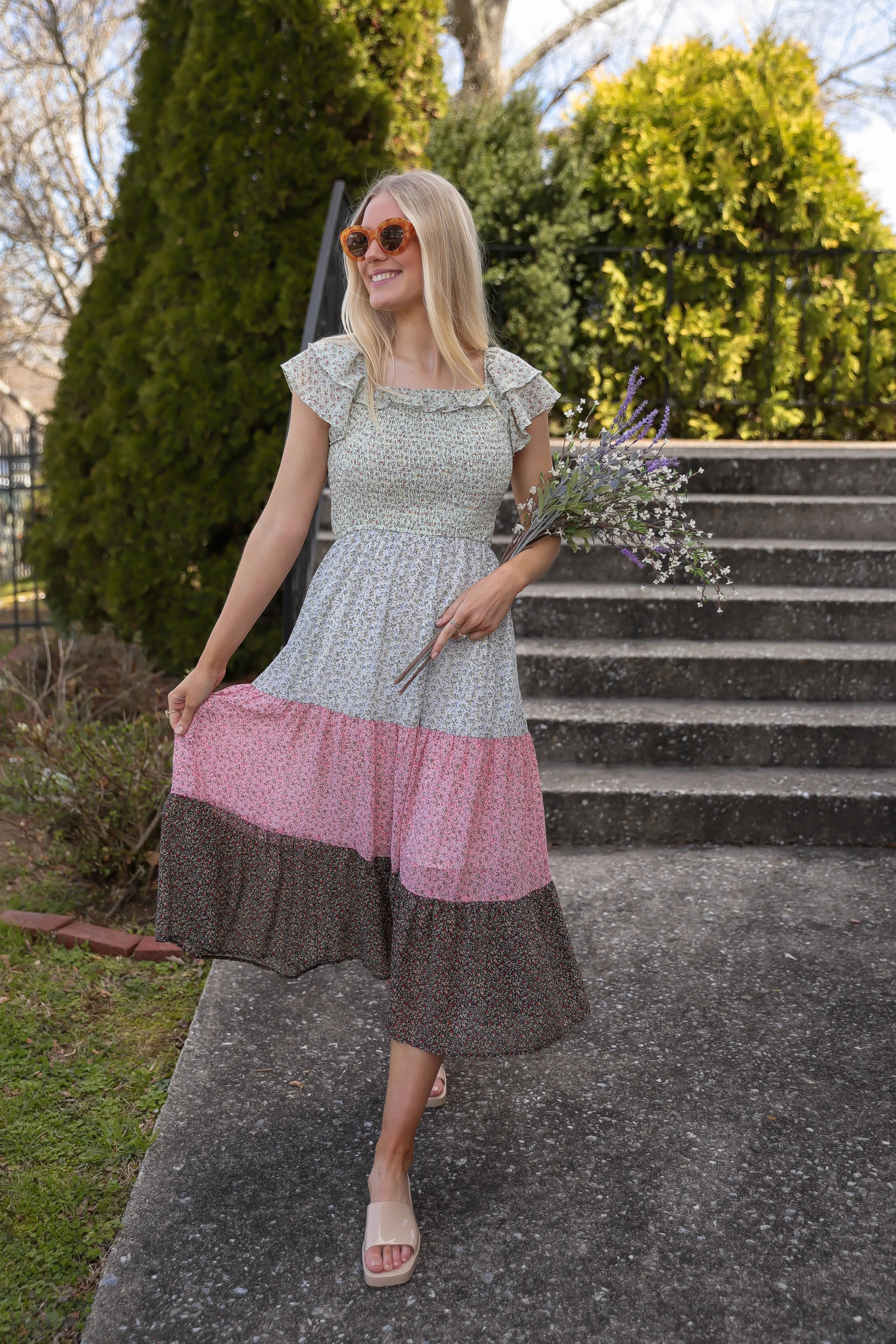 Headed To My Cottage Midi Dress Stretchable Outfit Boost