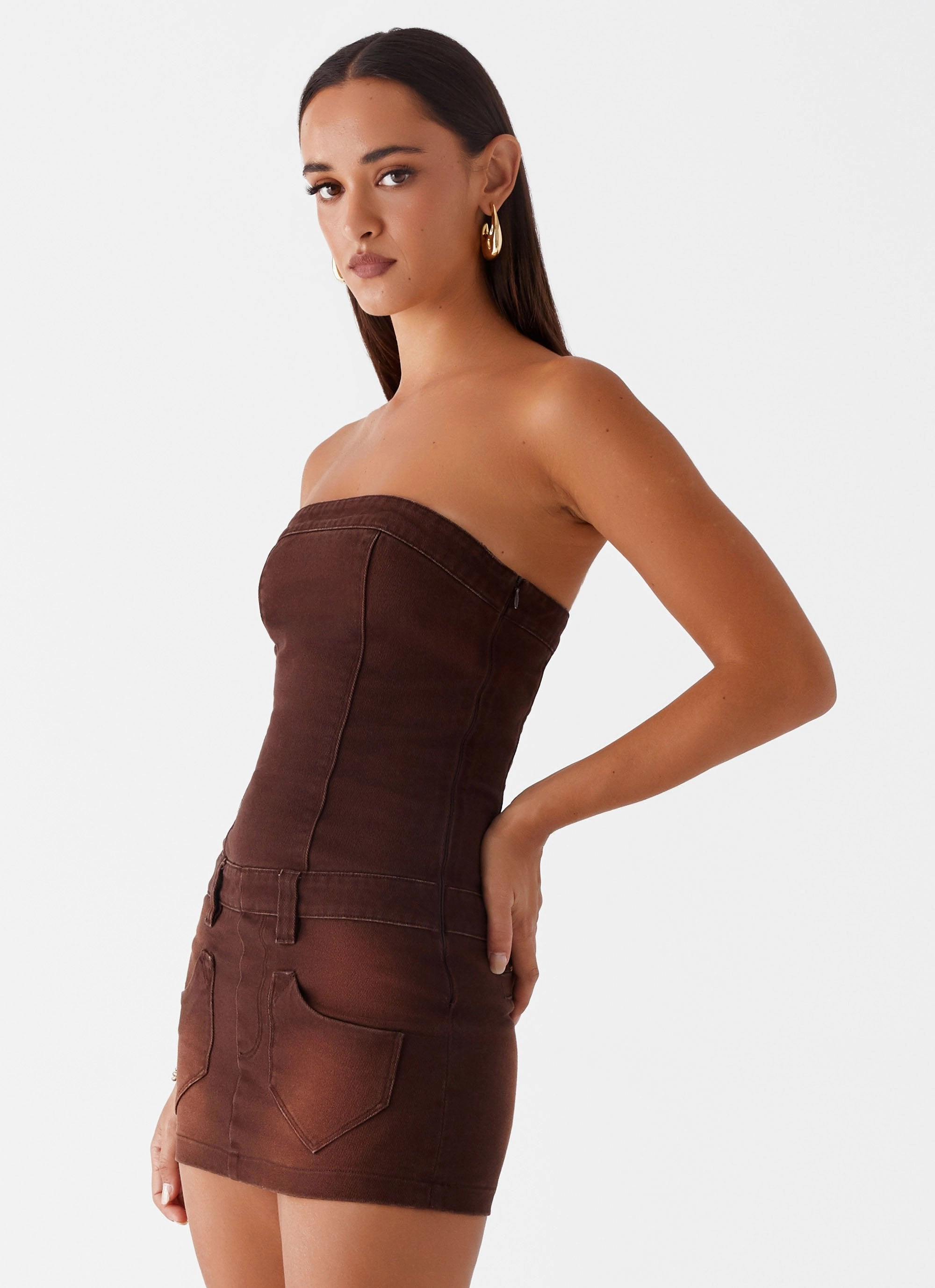 Dreamy Silhouette Heading South Mini Dress - Brown