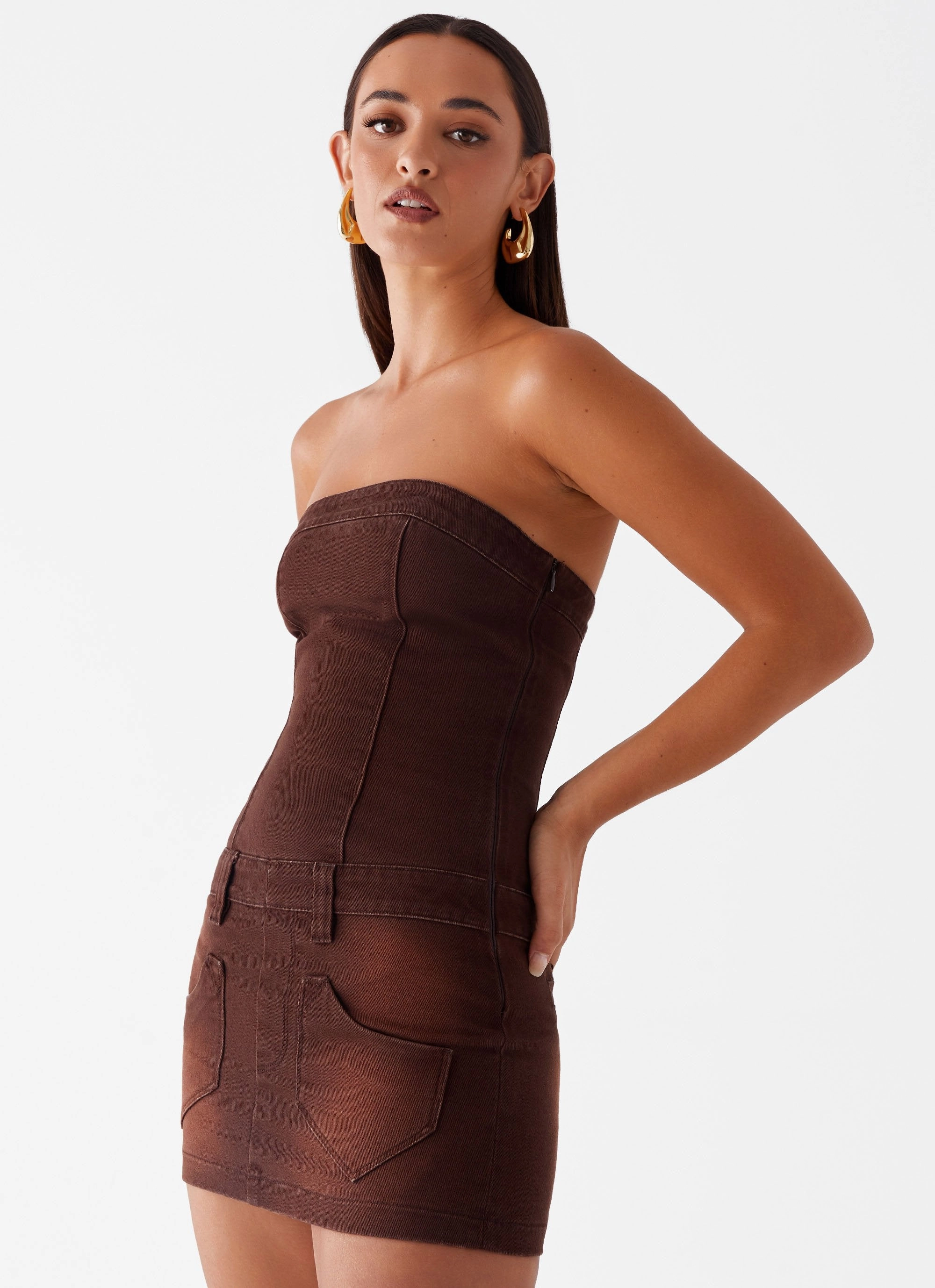 Soft and Smooth Heading South Mini Dress - Brown
