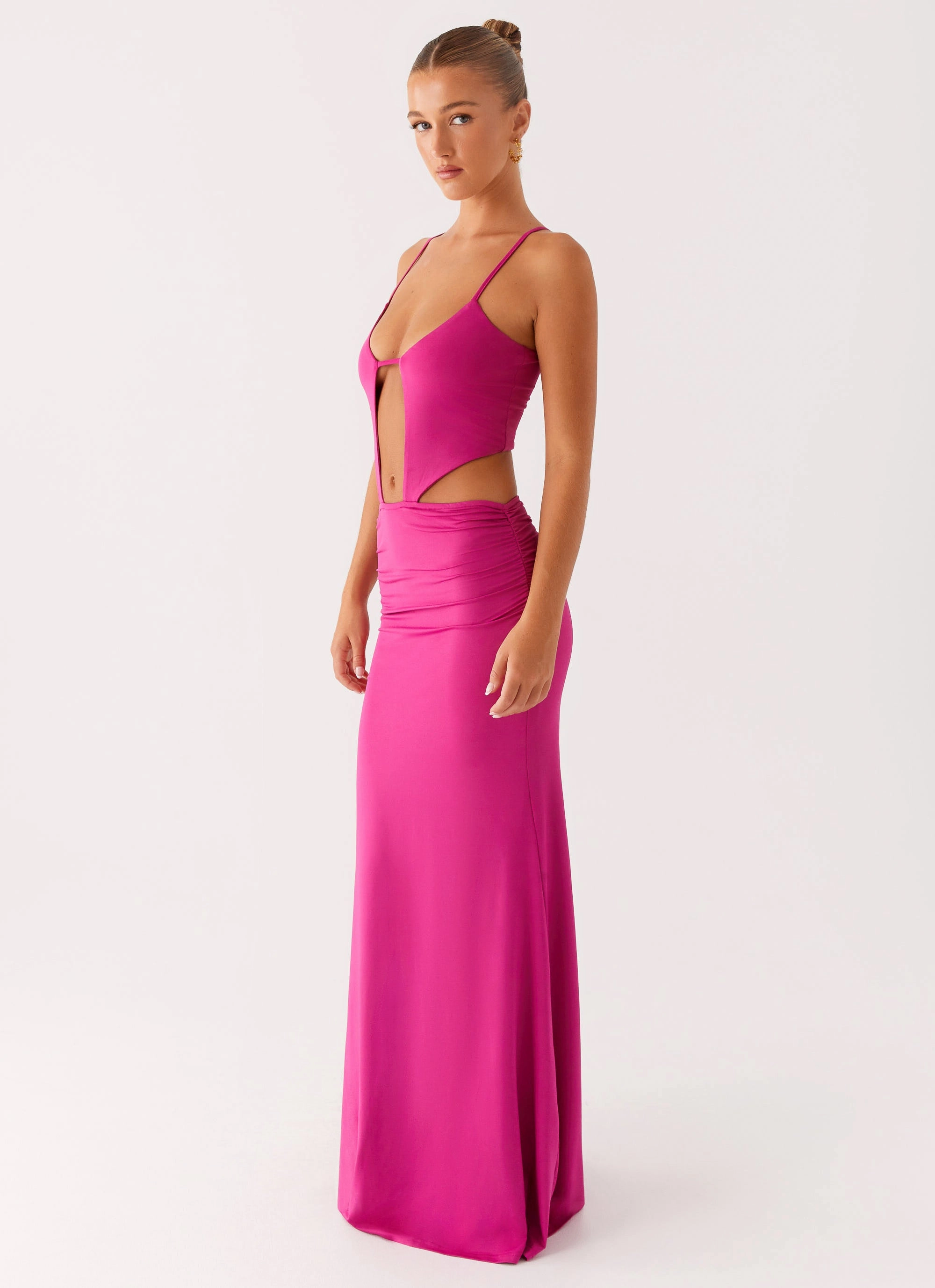 Headliner Maxi Dress - Fuchsia Feminine fit-and-flare silhouette