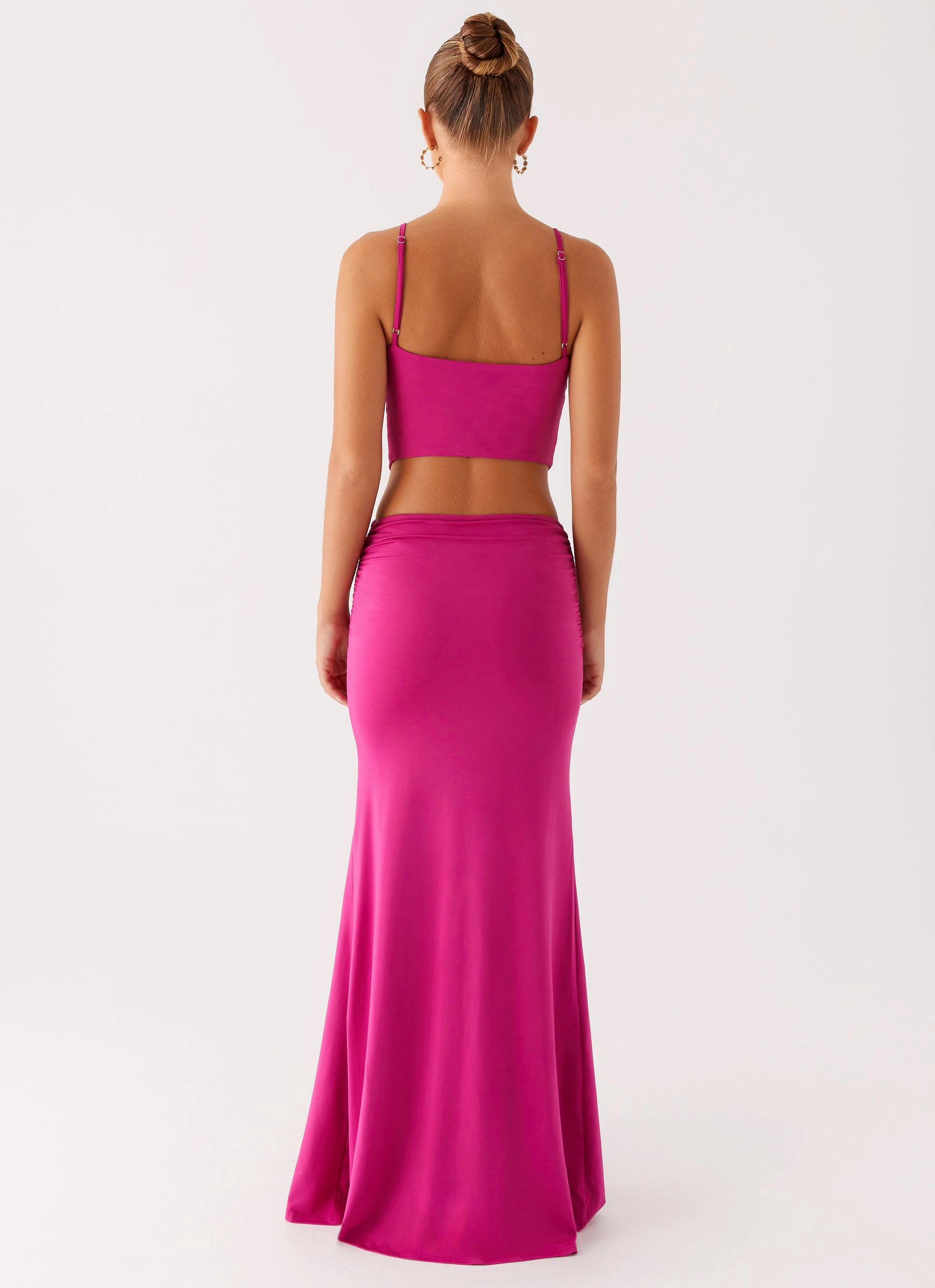 Headliner Maxi Dress - Fuchsia Beaded-Sleeve Elegant Layers