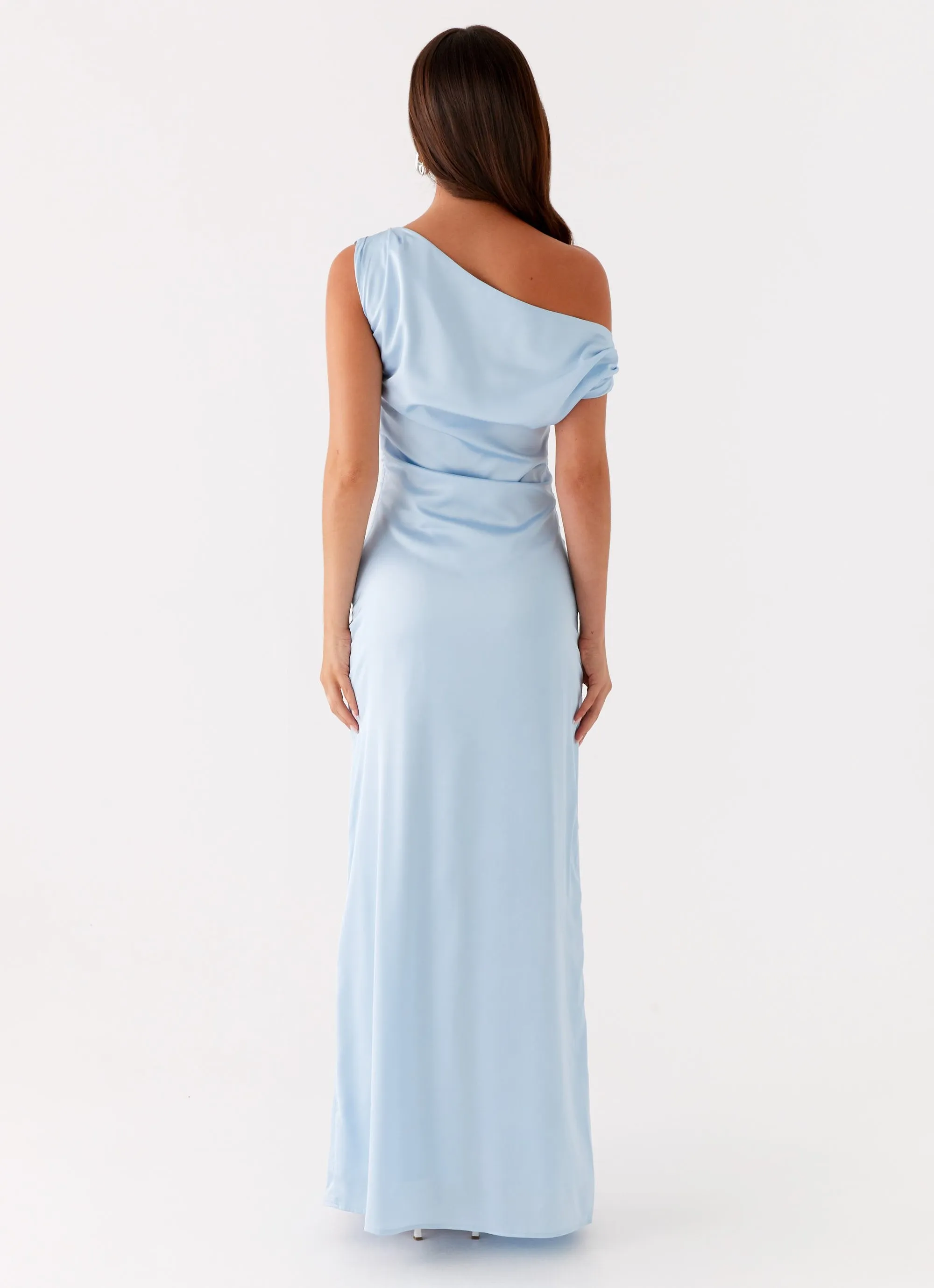 Heart Of Glass Satin Maxi Dress - Blue Perfect Fit Look Date night