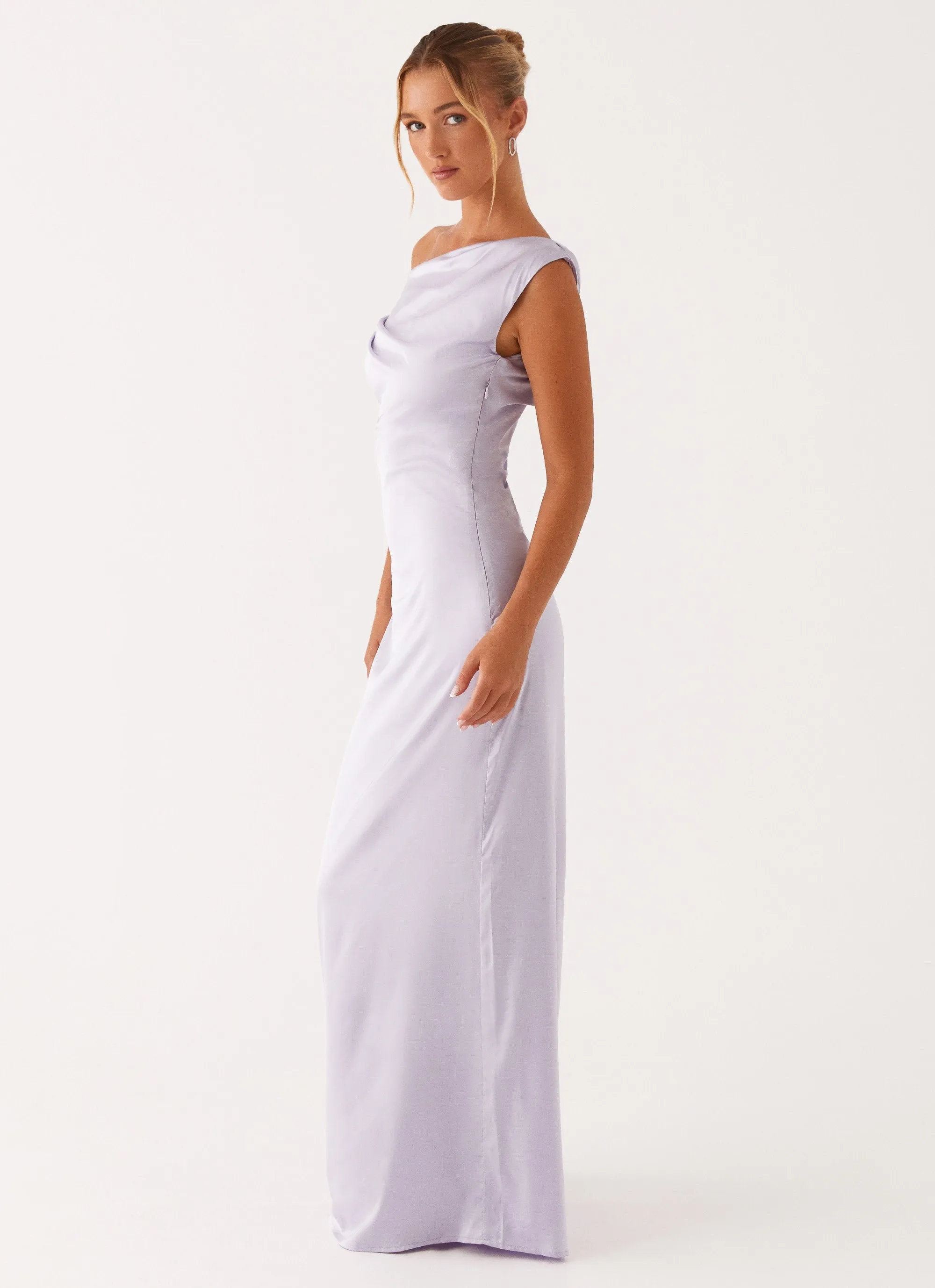 Artistic Edge Simple Spirit Heart Of Glass Satin Maxi Dress - Lilac