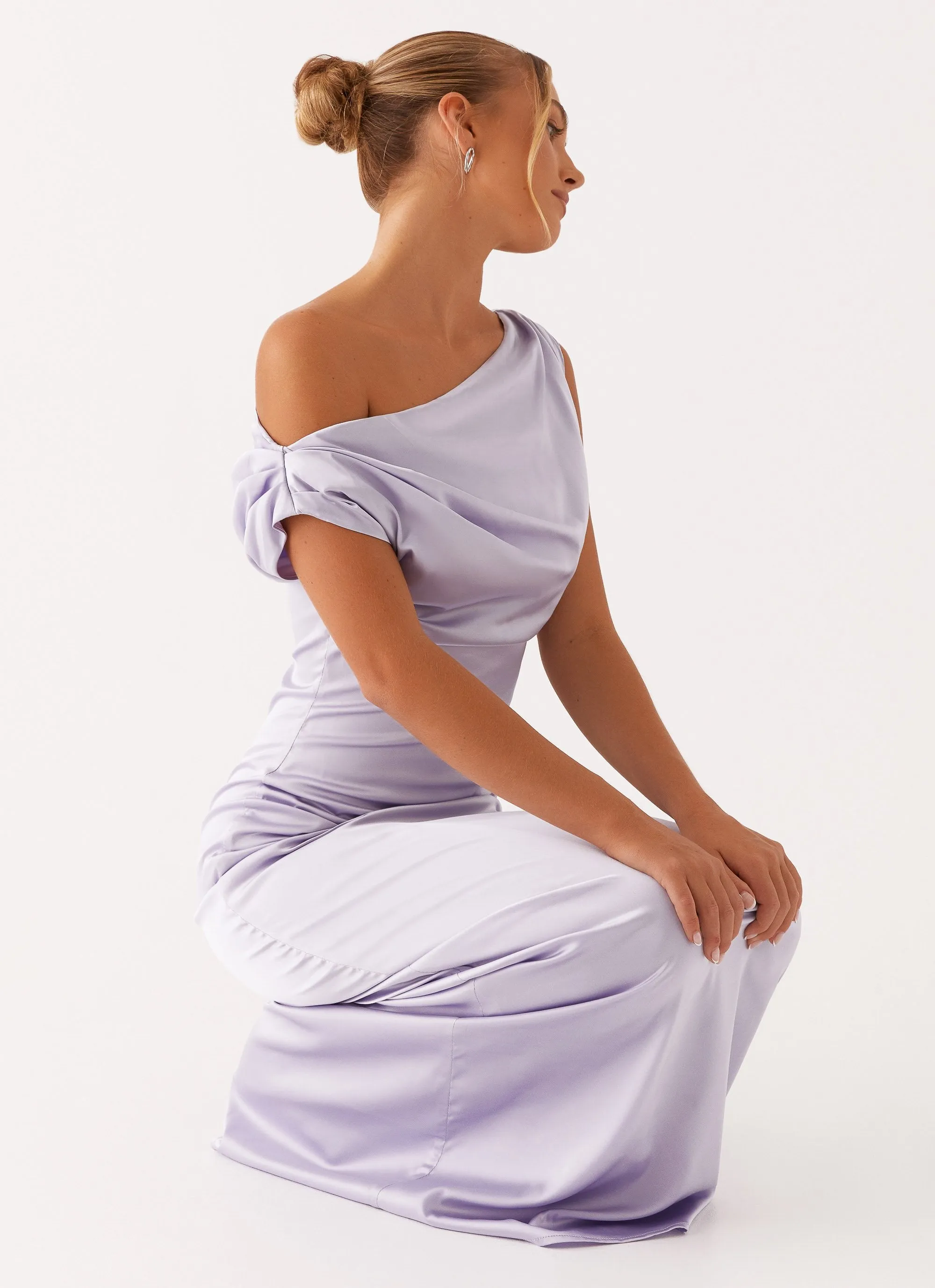 Heart Of Glass Satin Maxi Dress - Lilac perfect for events Playful and flirty dress