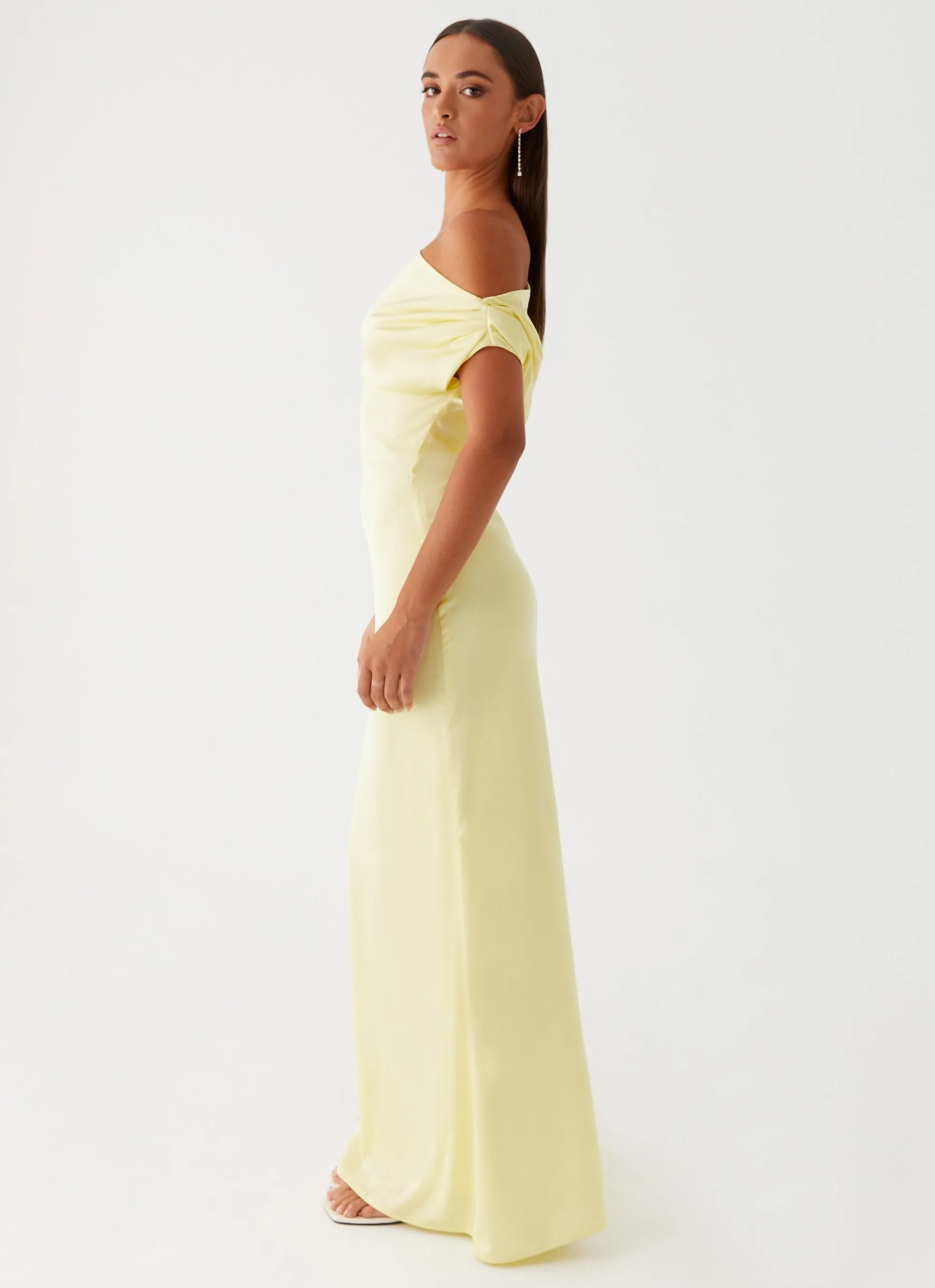 Heart Of Glass Satin Maxi Dress - Yellow Travel Light
